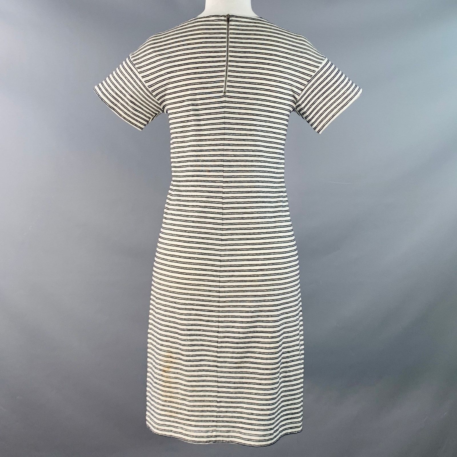 Theory THEORY Adiany B White Navy Linen Cotton Stripe T-Shirt Dress Size S / US 4 / IT 40 - 4 Thumbnail