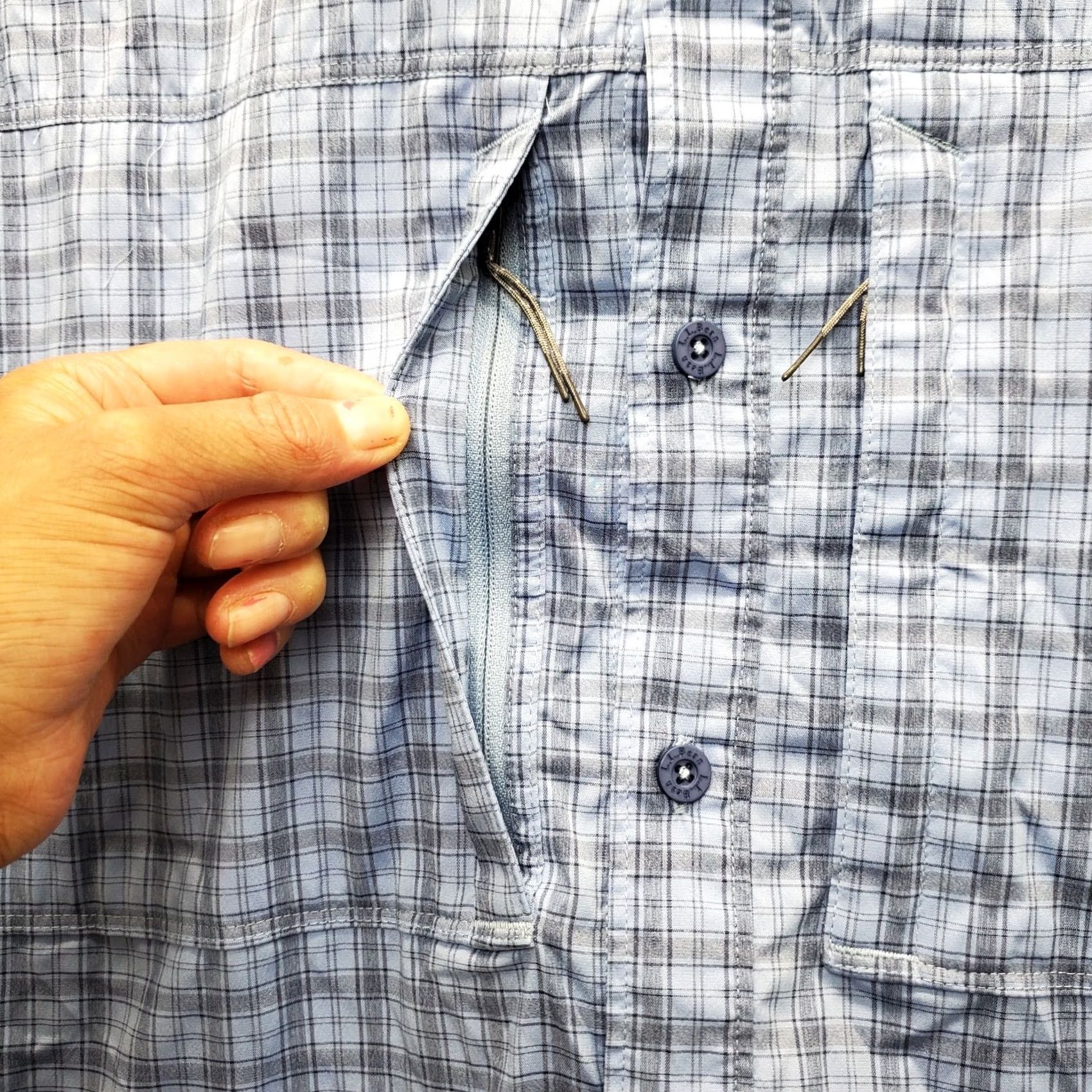Vintage L.L. Bean Mens XL Vented Fishing Shirt Plaid Lined Regular Button-Up Folded Breathable Pockets Stretch Shirt Size US XL / EU 56 / 4 - 5 Thumbnail