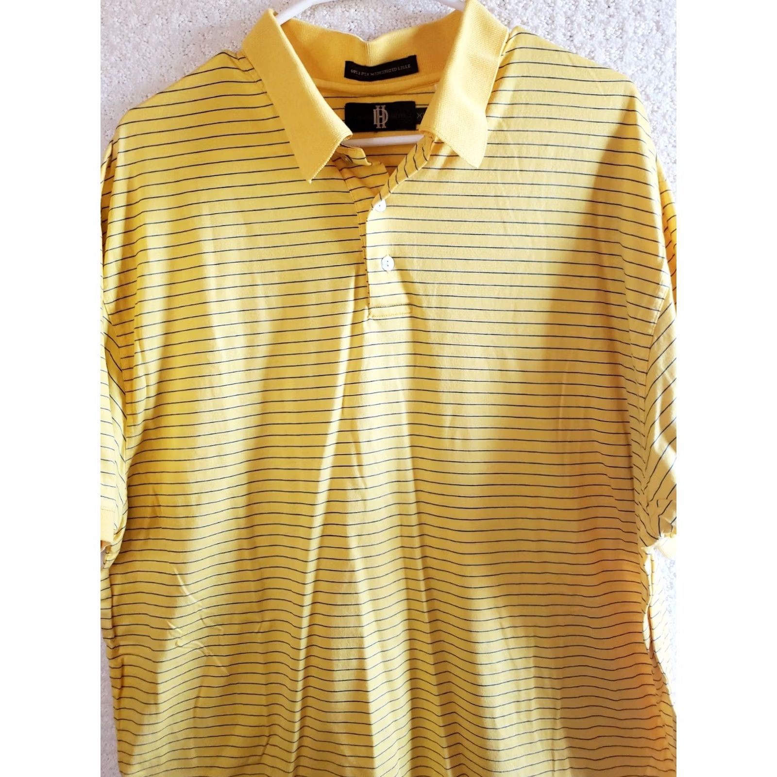 Vintage Devon Harris Polo Shirt Men XL Yellow Striped Short Sleeve Golf Casual Shirt Size US XL / EU 56 / 4 - 2 Thumbnail