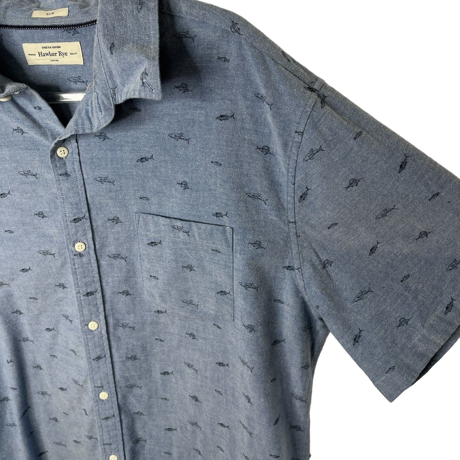 Other Hawker Rye Fish Button Down Stretch Oxford Slim XXL Tall Size US XXL / EU 58 / 5 - 6 Thumbnail