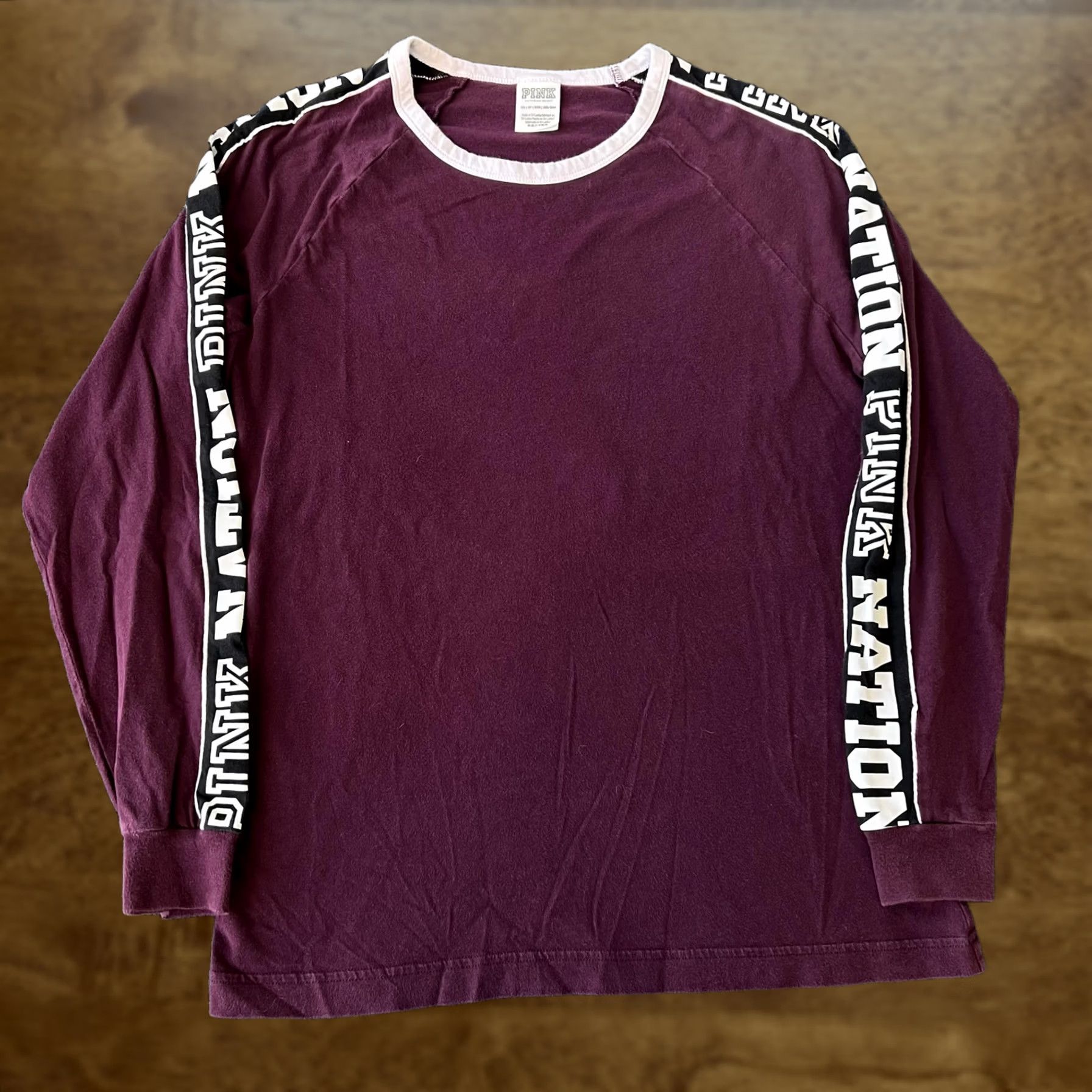 Pinko VINTAGE PINK Victoria's Secret Shirt Womens XS Purple Long Sleeve Raglan PINK Nation Size XS / US 0-2 / IT 36-38 - 1 Thumbnail