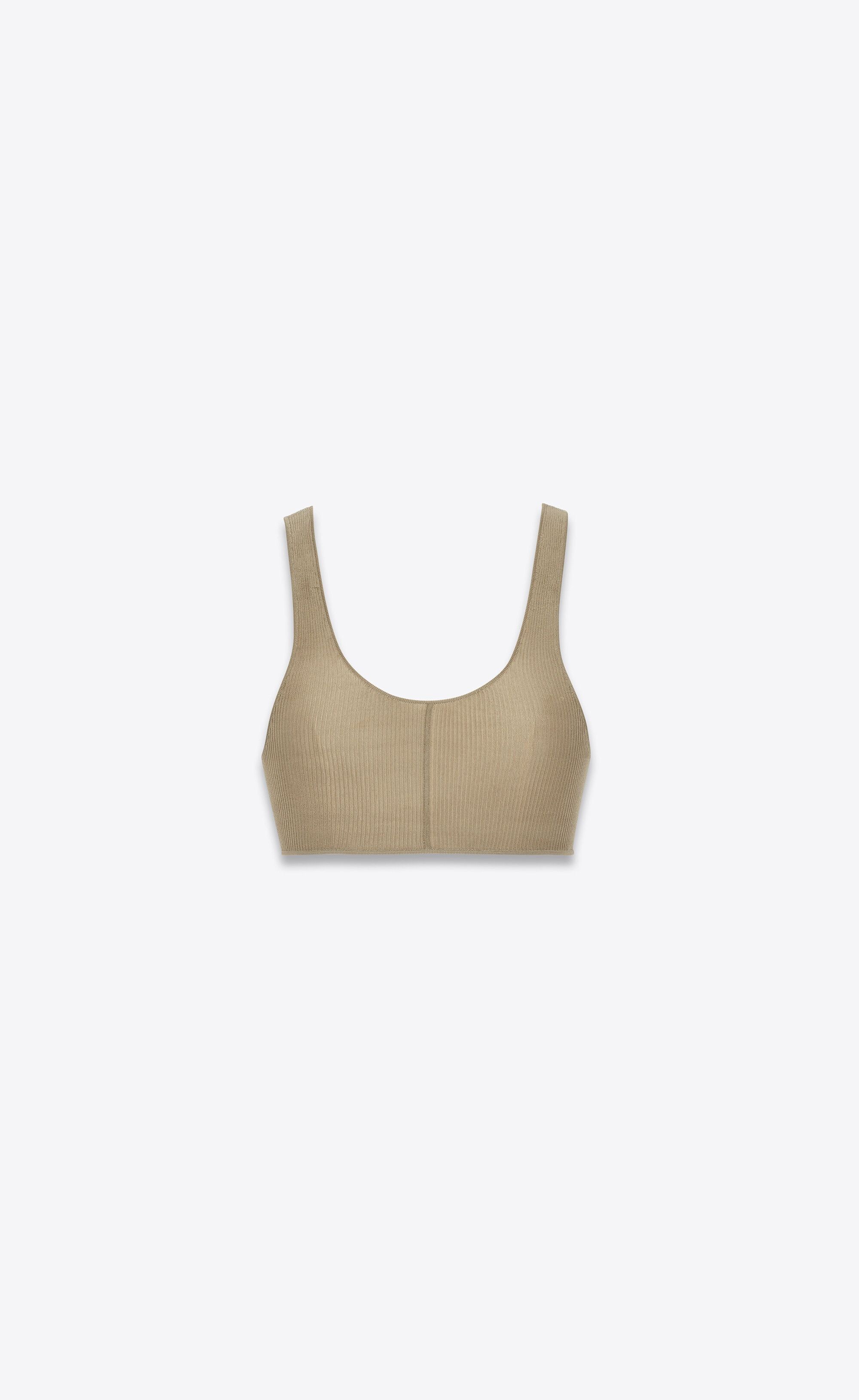 Saint Laurent Paris o1s1wg110125 Size: L / 727483 Bralette in Ribbed Silk Bra Size ONE SIZE - 1 Thumbnail