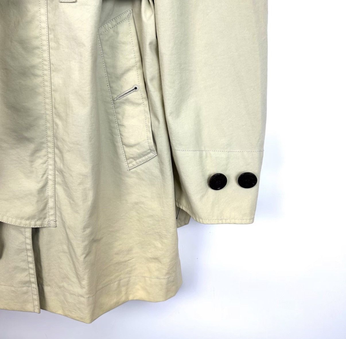 Burberry Burberry Off-White Side Button Mid-Length Trench Coat K12 Size L / US 10 / IT 46 - 6 Thumbnail