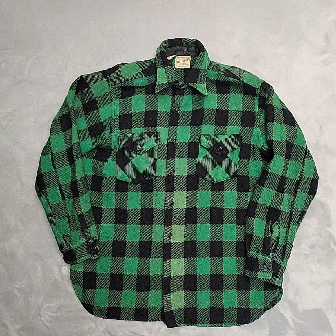 Vintage VTG Frost Proof Shirt Jacket Mens 16 Green Buffalo Plaid Wool Over Shirt Logger Size US M / EU 48-50 / 2 - 2 Thumbnail