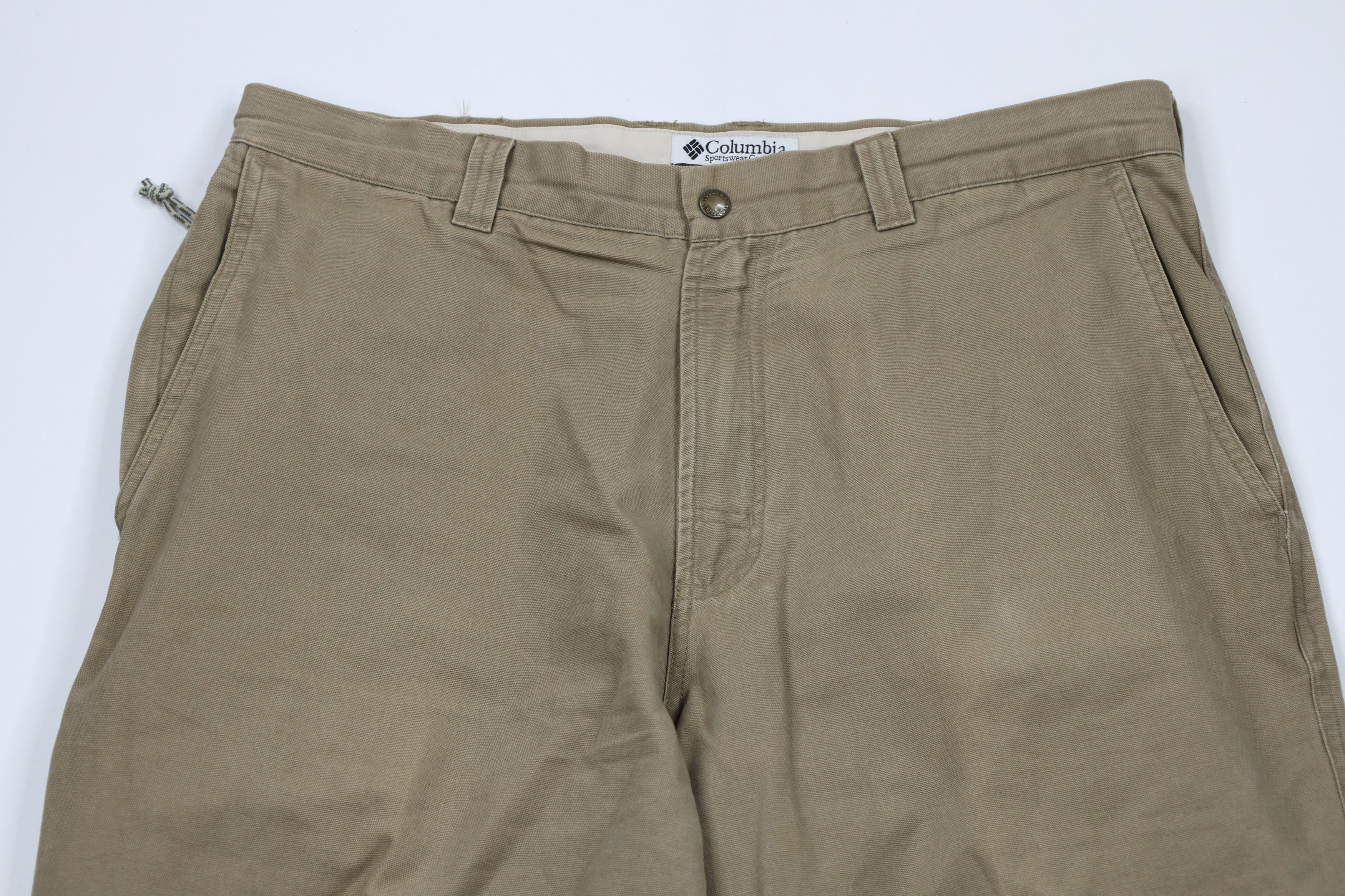 Columbia × Vintage Vintage Columbia Wide Leg Canvas Dungaree Pants Beige Size US 36 / EU 52 - 2 Thumbnail