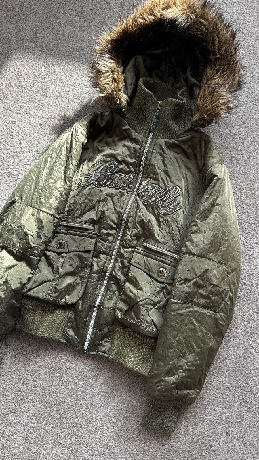 Vintage 00s' Y2K faux fur jacket Ifsixwasnine LGB Goa style