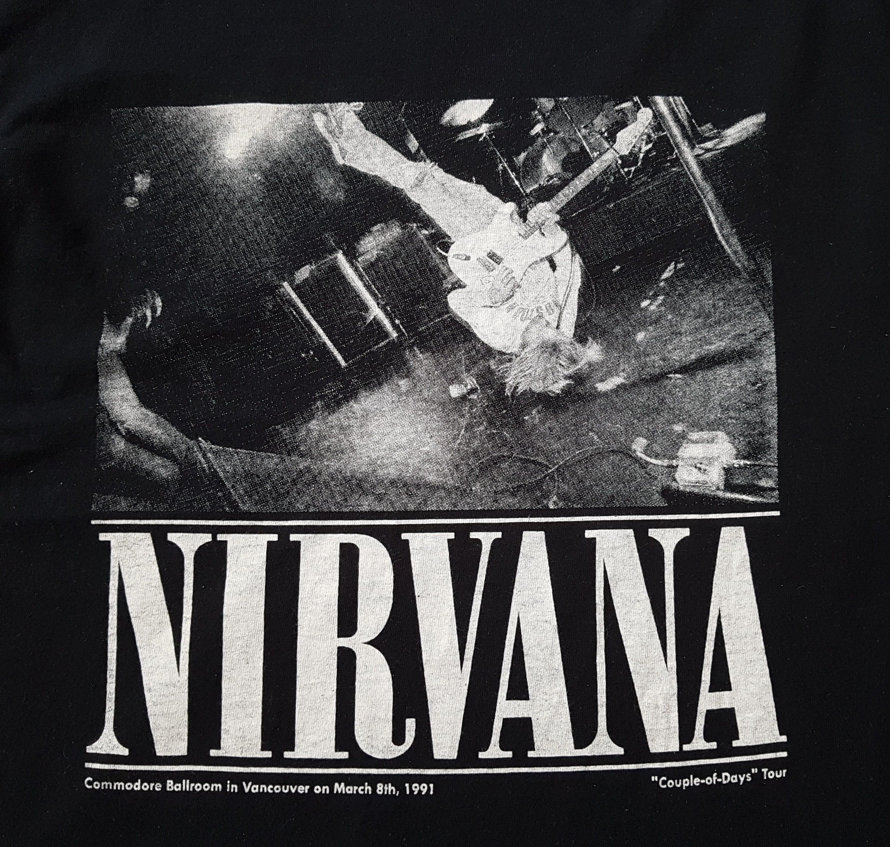 Band Tees Vintage Nirvana Print Couple-Of-Days 1991 Tour Band T Shirt Size US M / EU 48-50 / 2 - 3 Thumbnail