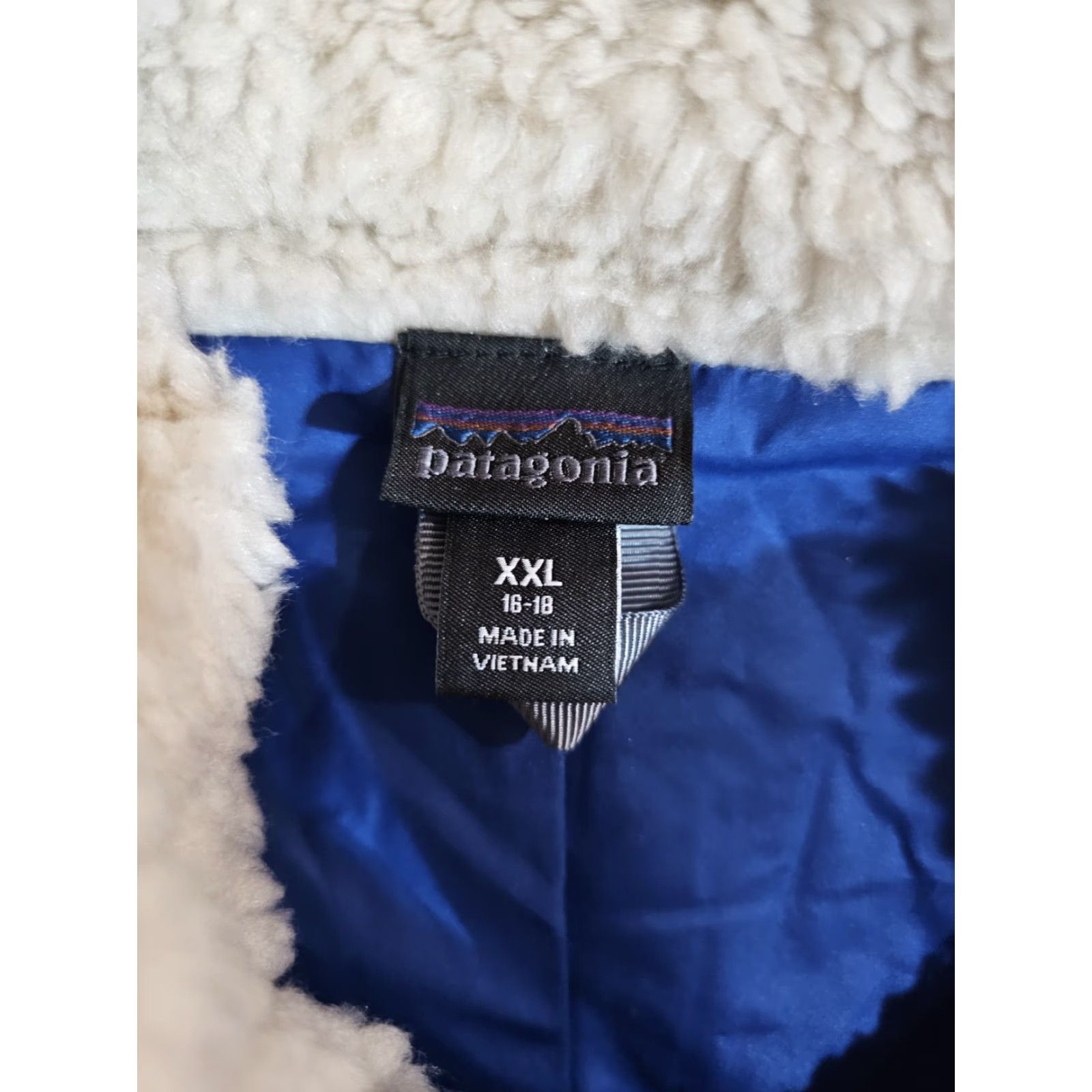 Patagonia VINTAGE Patagonia Retro X Deep Pile Oatmeal & Navy Full Zip Girls Sz 2XL 16-18 Jacket Size XXL / US 16-18 / IT 52-54 - 5 Thumbnail
