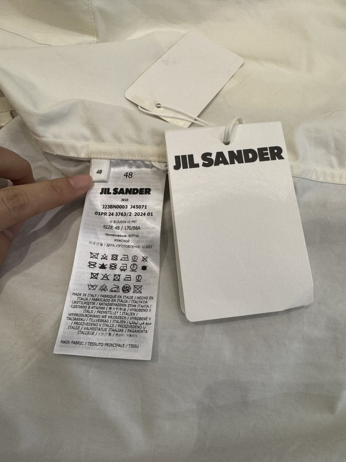 Jil Sander NWT Back Logo Coach Jacket - WHITE, 48 Size US M / EU 48-50 / 2 - 5 Thumbnail
