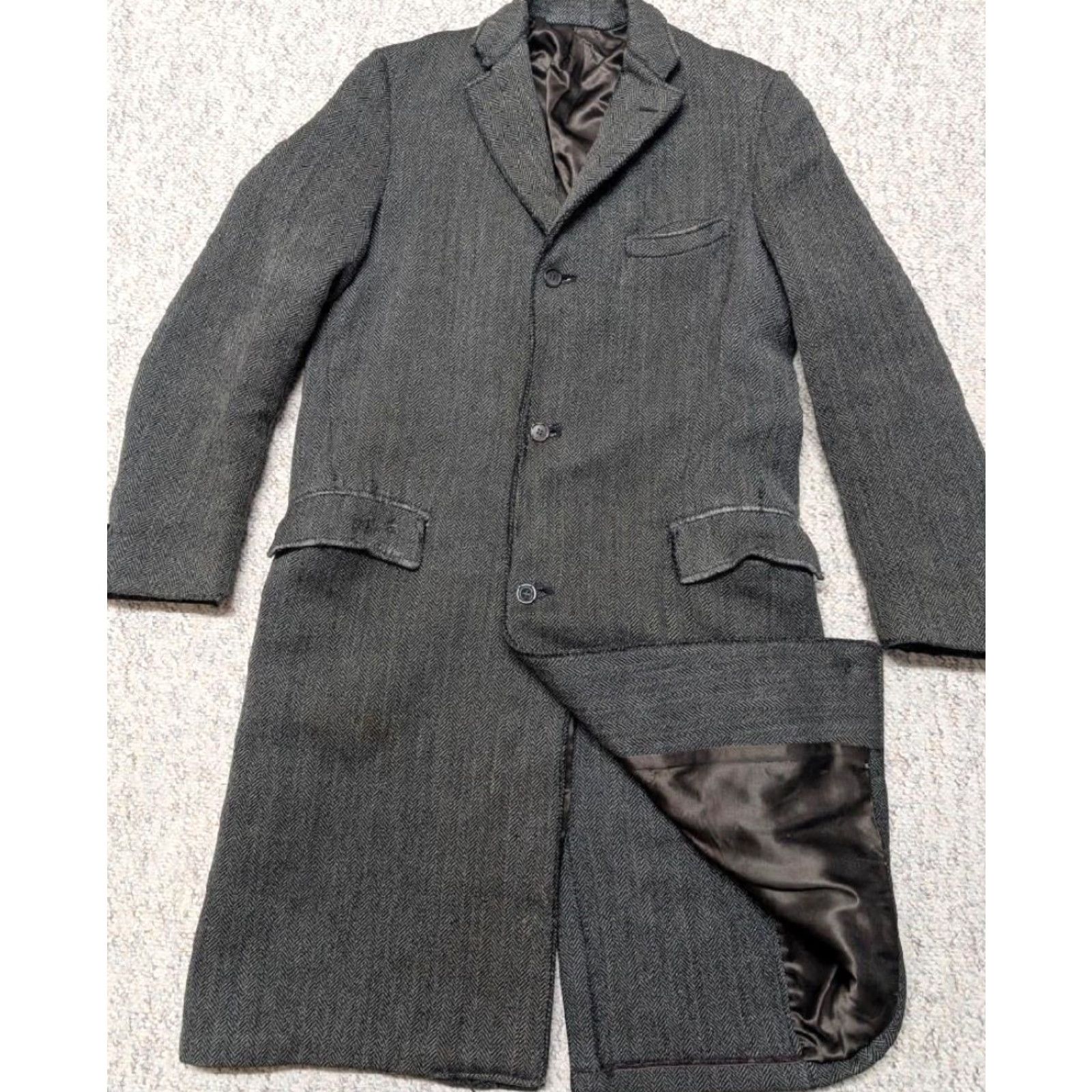 Vintage VINTAGE Rogers Peet Overcoat Tweed Herringbone Gray 40 M Coat Men Long Long Sleeve Patina 1950s USA Made Size US M / EU 48-50 / 2 - 3 Thumbnail