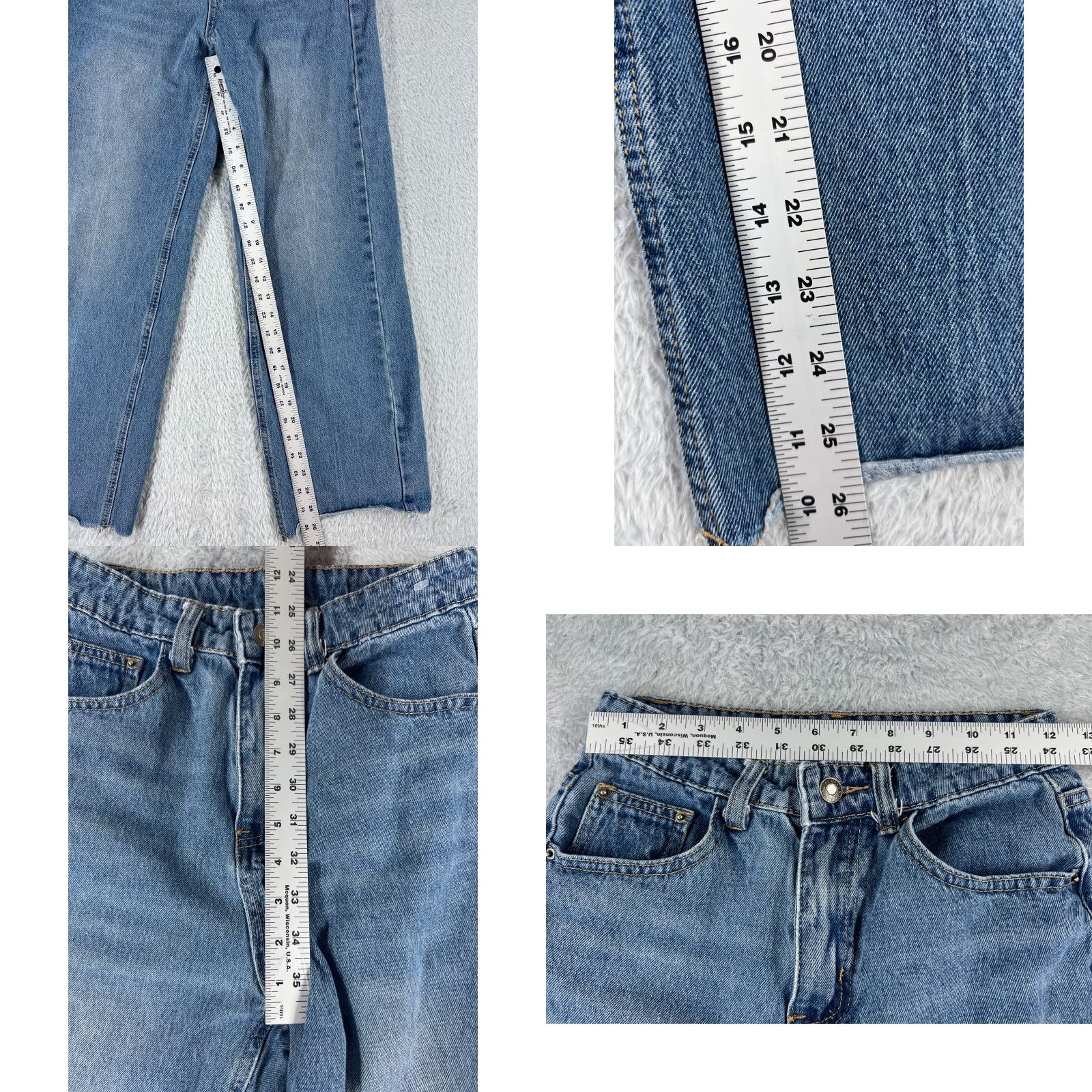 Vintage Dazy Jeans Womens 24 Blue Denim Jeans Straight Wide Leg Cotton Blend 24x26 Vintage No 5-Pocket Regular High Rise Blue Marine Pattern 90s Mens Women Size 42" / US 20 - 8 Thumbnail
