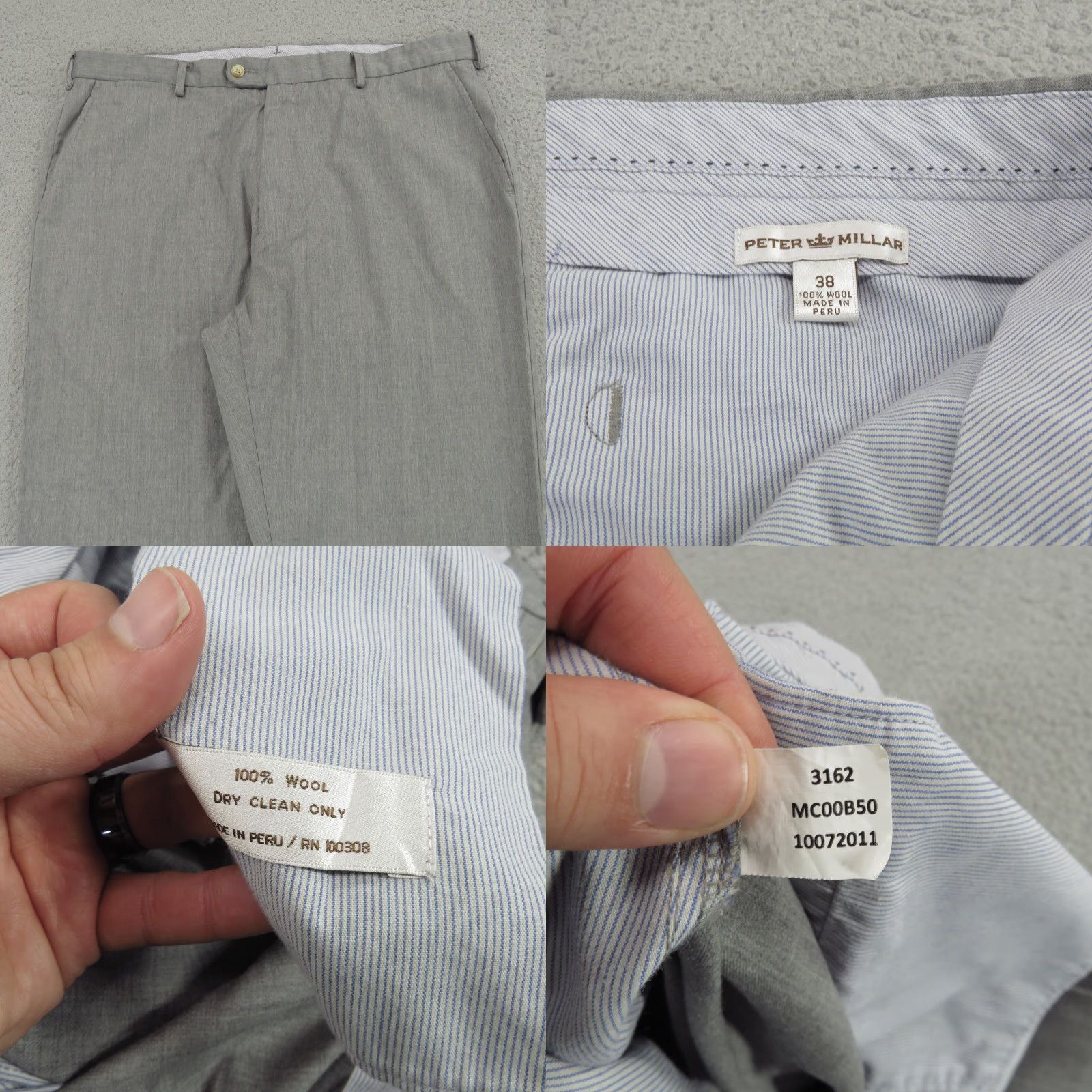 Peter Millar Peter Millar Pants Mens 36x30 Light Charcoal Grey Wool Flat Front Dress Trousers Size US 38 / EU 54 - 8 Thumbnail