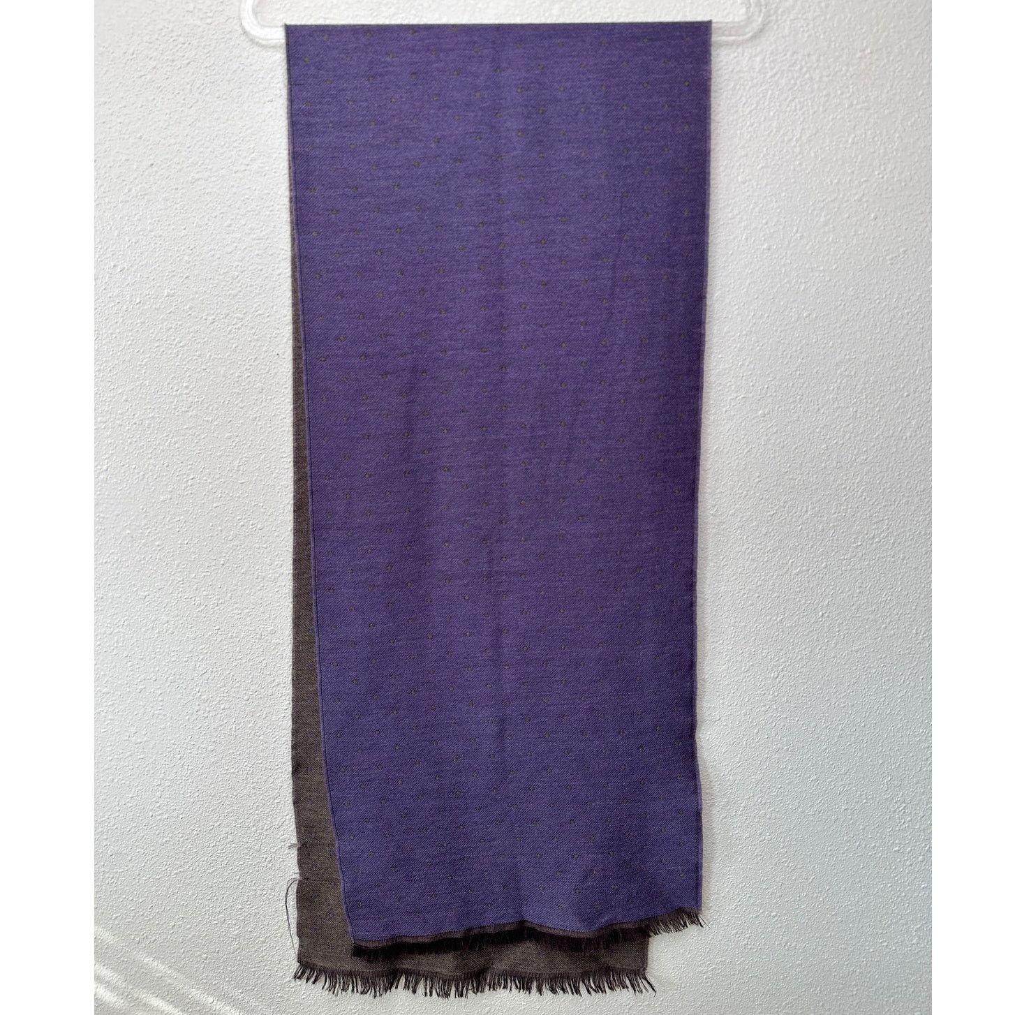 Other Italian Scarf Purple Brown Polka Dot Wool Silk ~70” Size ONE SIZE - 3 Thumbnail
