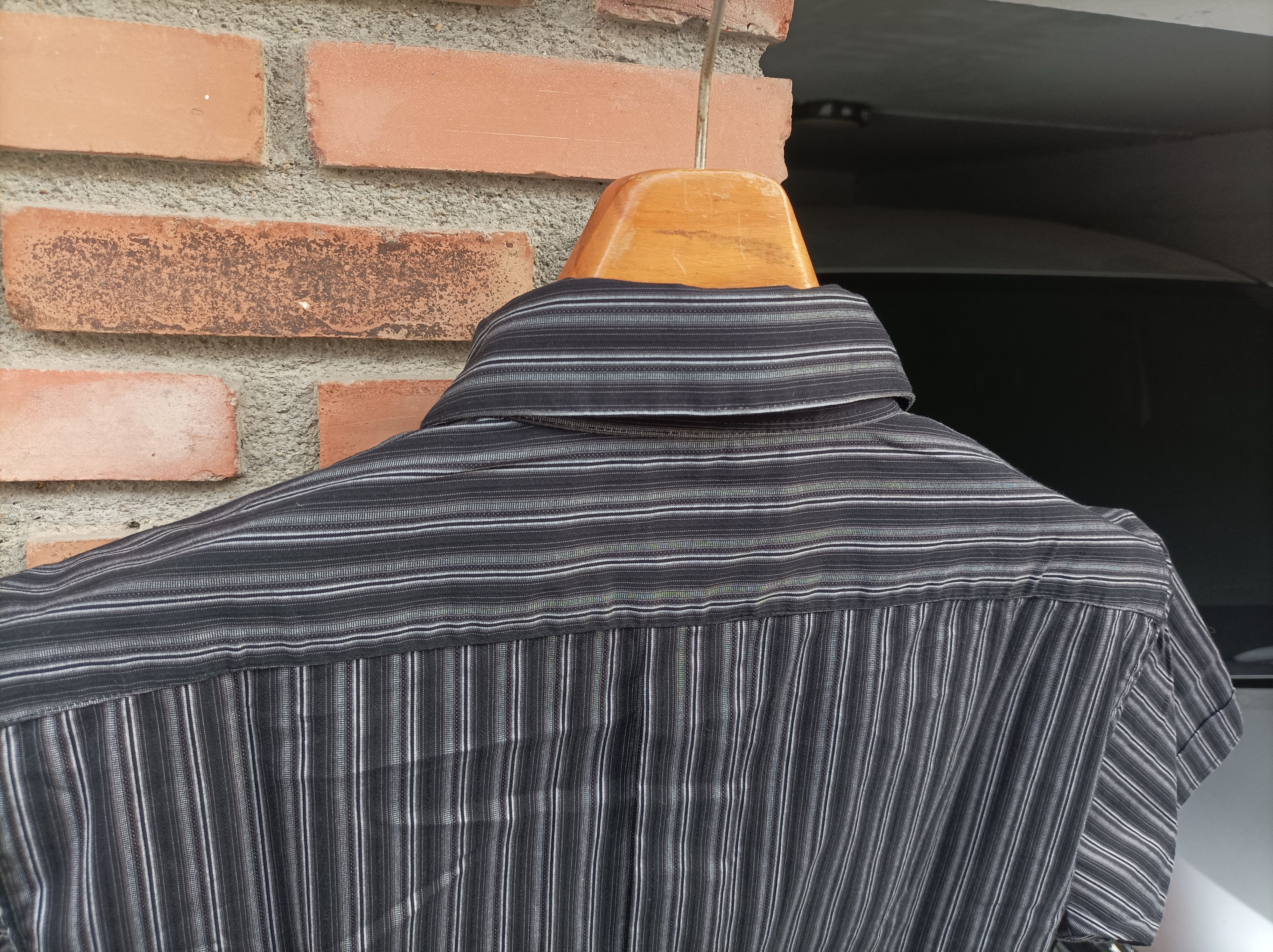 Yohji Yamamoto (S531) A.A.R. Black Gray Strip Short Sleeve Shirt Size US L / EU 52-54 / 3 - 9 Thumbnail