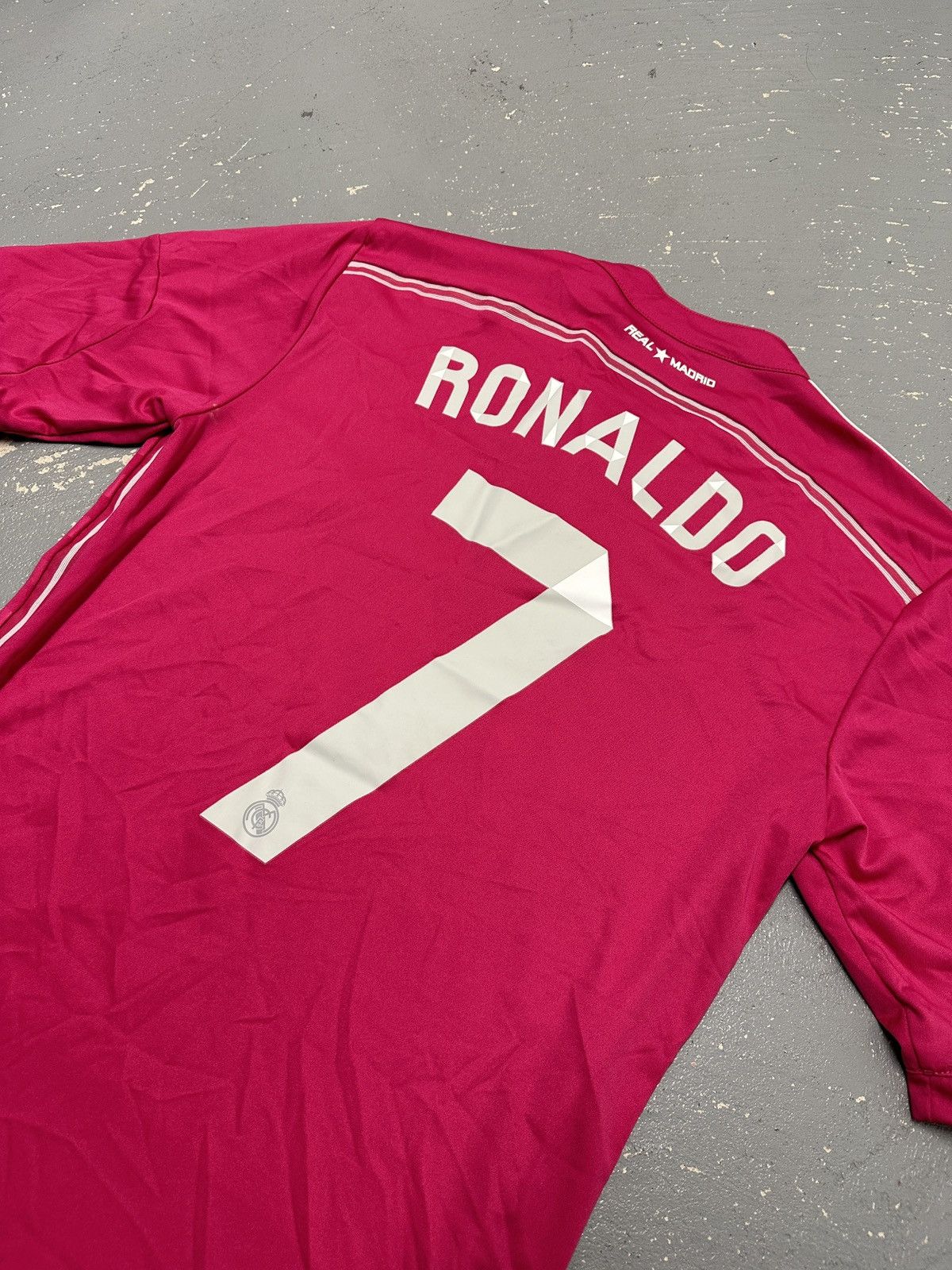 image of Adidas x Soccer Jersey Real Madrid 2014 Cristiano Ronaldo Away Jersey in Pink, Men's (Size Small)