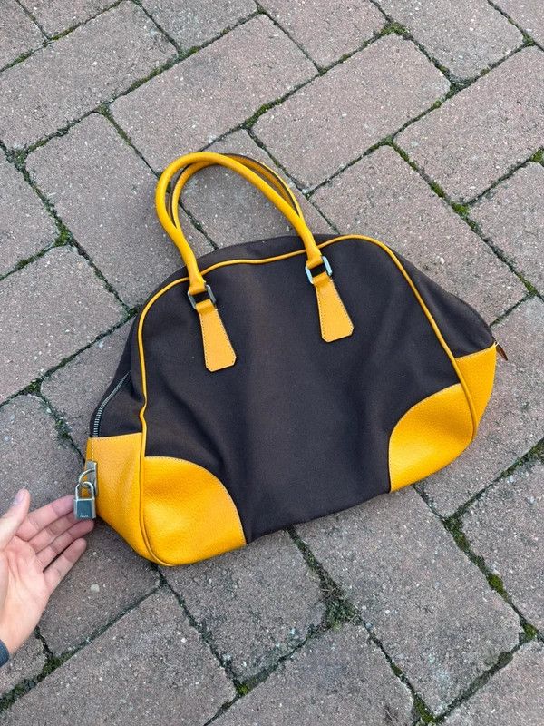 Prada Vintage 90s Prada Canvas Leather Bowling Bag Yellow Size ONE SIZE - 2 Thumbnail
