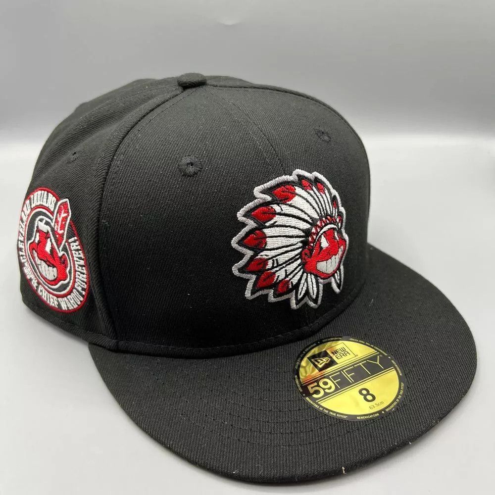 New Era Cleveland Indians Guardians Hat Men 8 Black Fitted Cap New ...