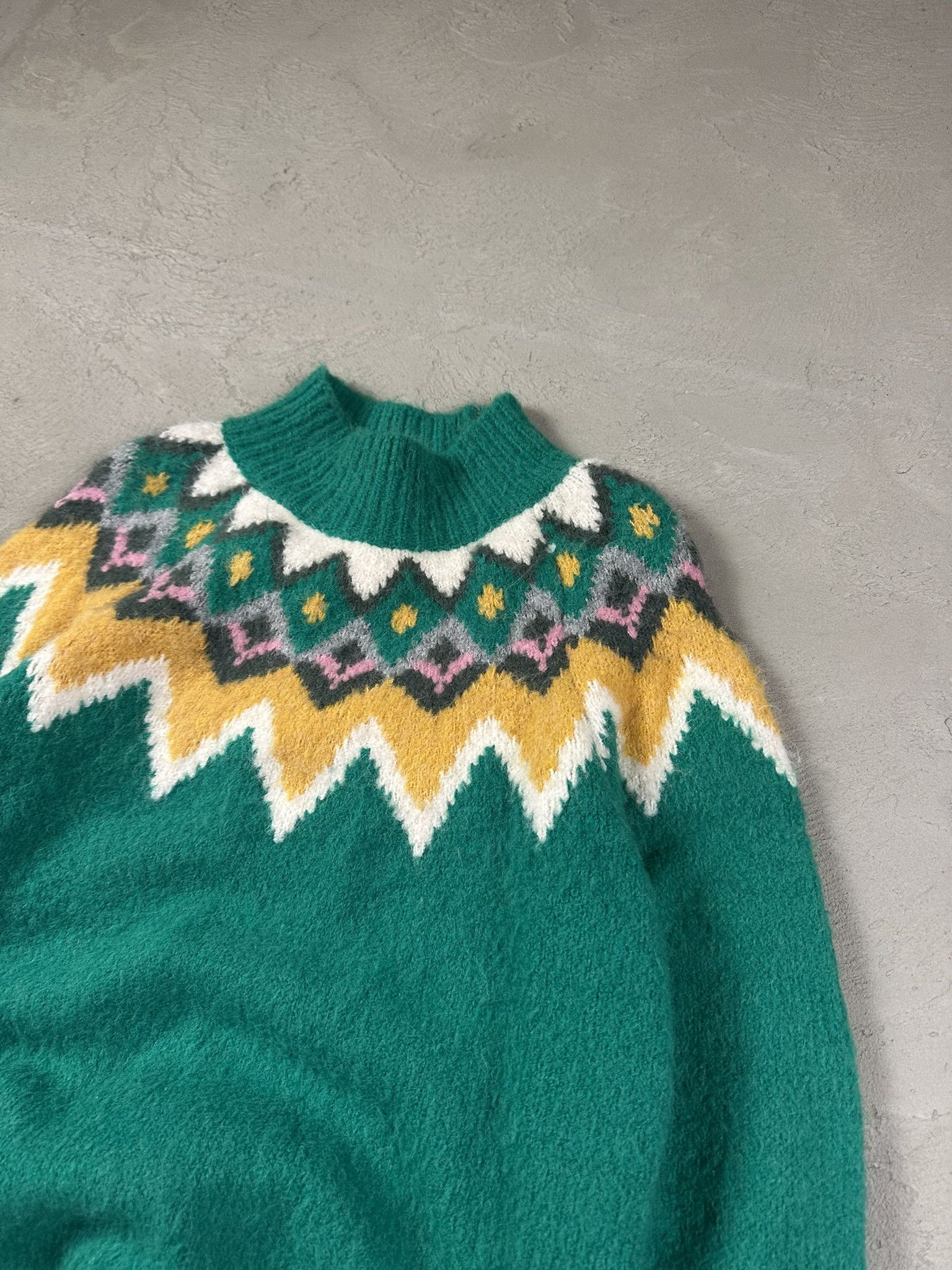 Designer Axara Paris Wool Boxy Patterned Knit Sweater Size S / US 4 / IT 40 - 2 Thumbnail