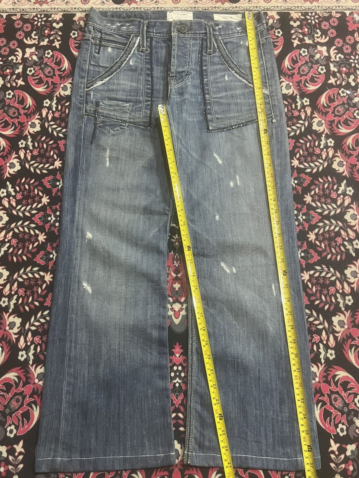 Jimmy Taverniti Jimmy Taverniti Bushpants Style Buttonfly Fringe Flare Jeans Size US 30 / EU 46 - 13 Thumbnail