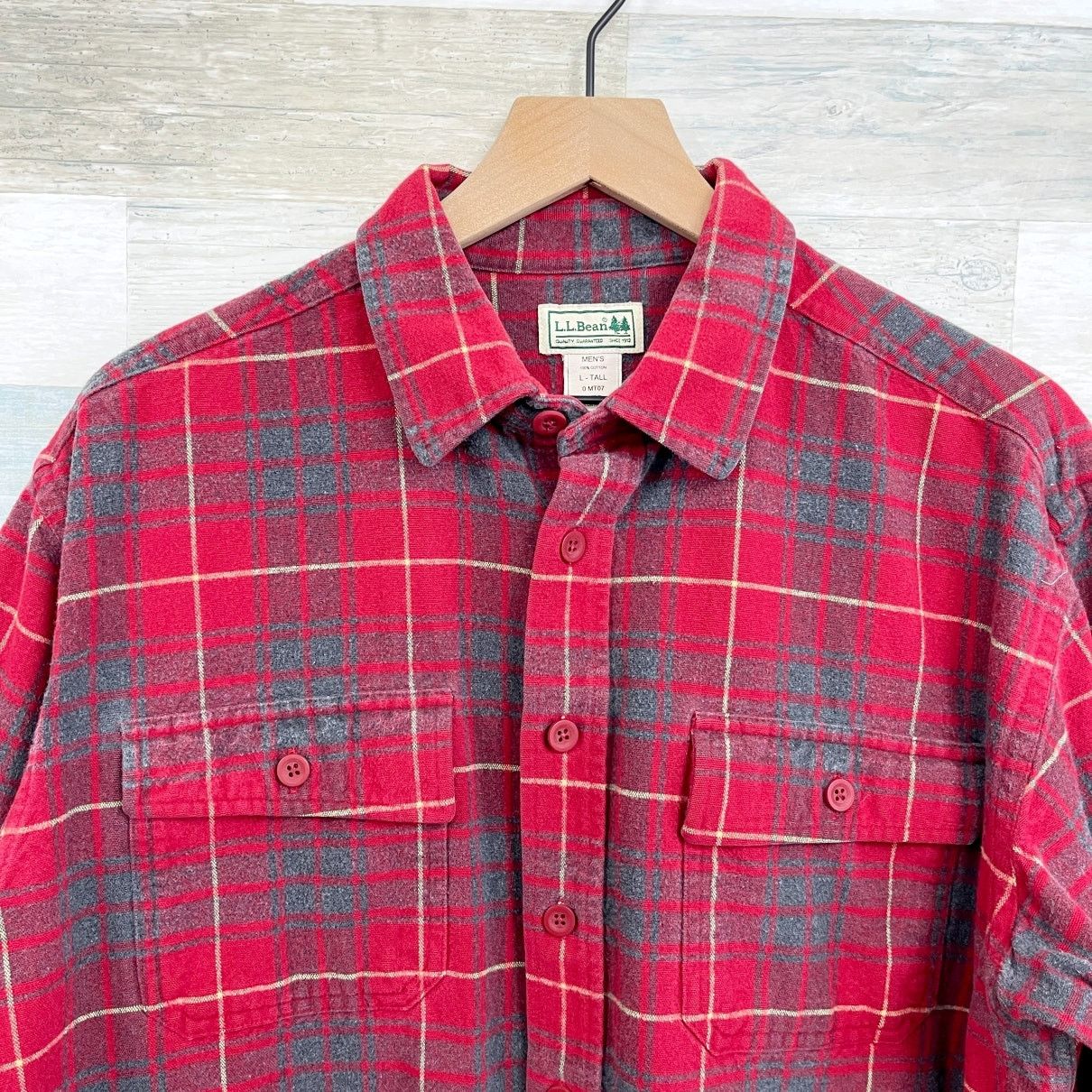 L.L. Bean LL Bean Plaid Flannel Button Front Shirt Red 90s Mens L Tall Size US L / EU 52-54 / 3 - 2 Thumbnail