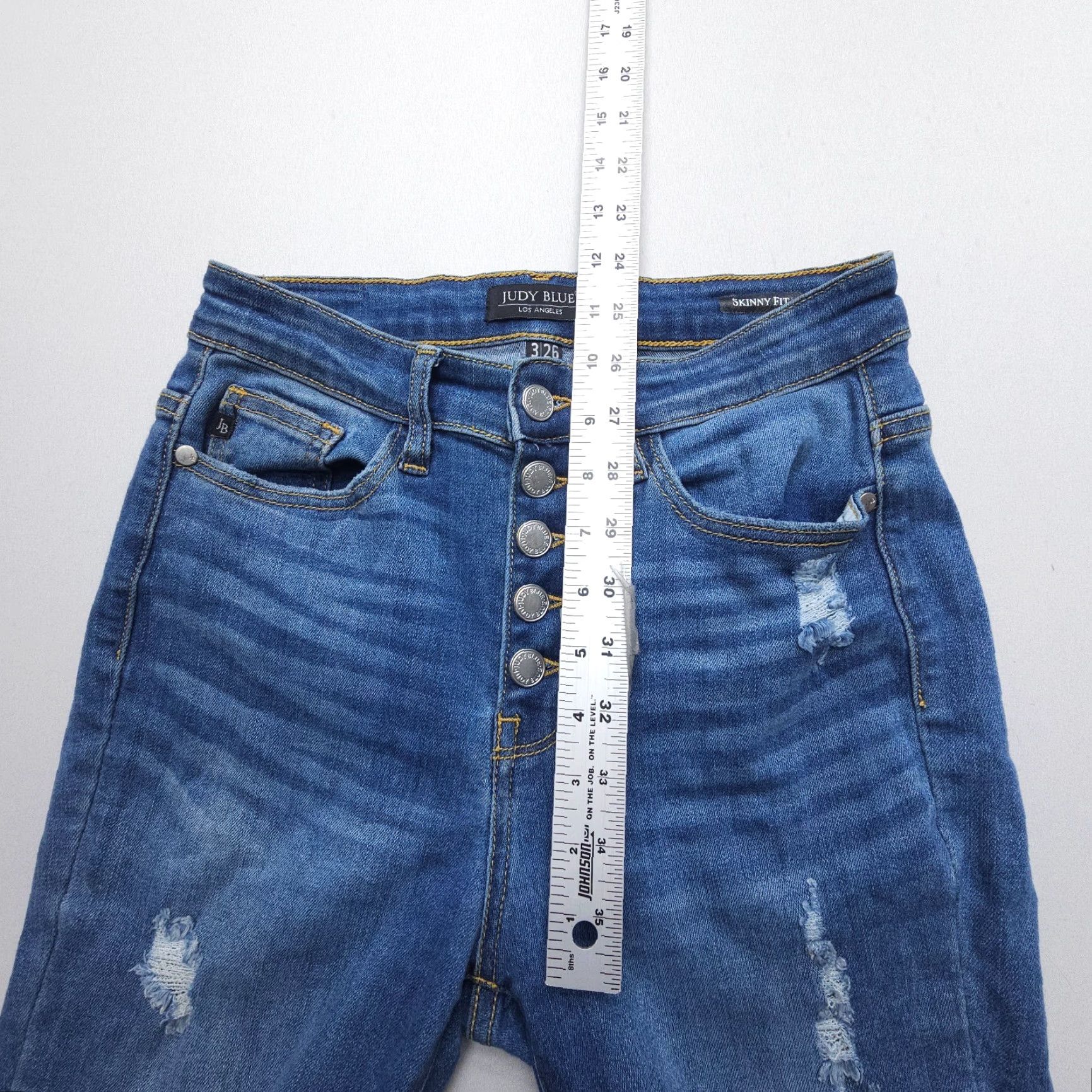 Vintage Judy Blue Skinny Fit Jeans Womens 3 26 High Rise Blue Denim Button Fly Stretch Size 26" / US 2 / IT 38 - 5 Thumbnail