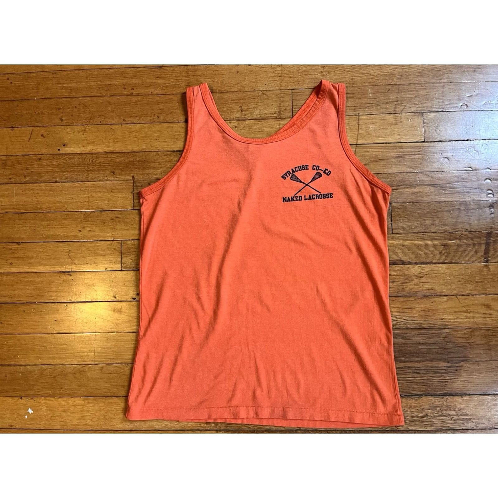 Vintage VINTAGE Syracuse Co-Ed Naked Lacrosse Tank Top Mens Medium Orange 90s Size US M / EU 48-50 / 2 - 2 Thumbnail