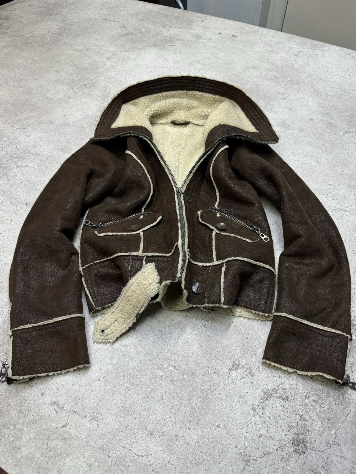 Japanese Brand Vintage Faded Big Neck Rick Owens Style Suede Jacket Size US M / EU 48-50 / 2 - 2 Thumbnail