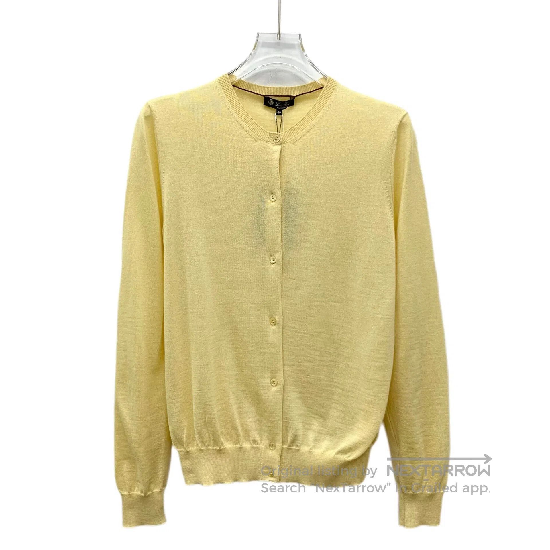Loro Piana LORO PIANA Yellow Cashmere Round Neck Single Breasted Long Size S / US 4 / IT 40 - 1 Thumbnail