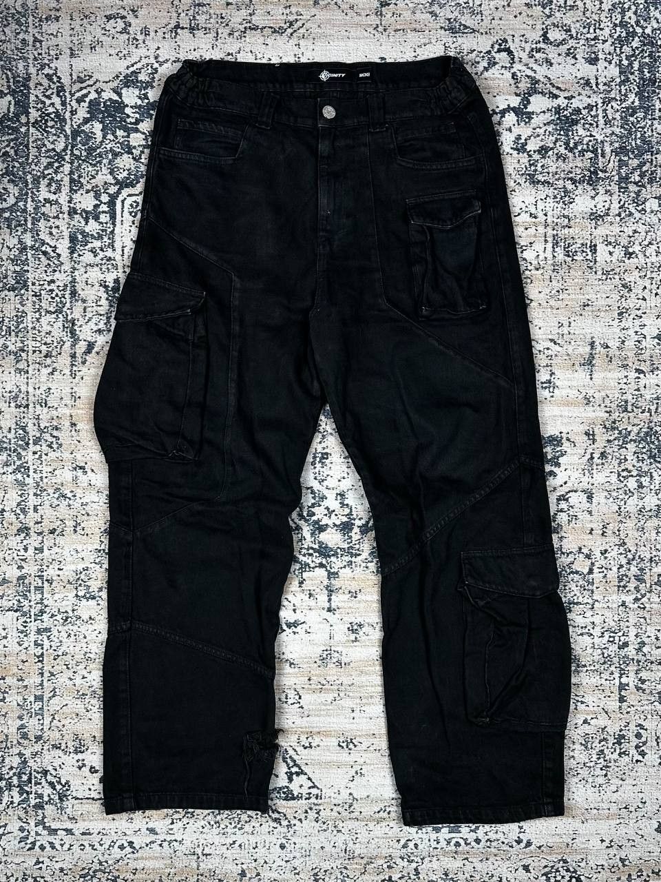 Japanese Brand Vicinity Cargo Flared Baggy Black Denim Pants Size US 34 / EU 50 - 2 Thumbnail