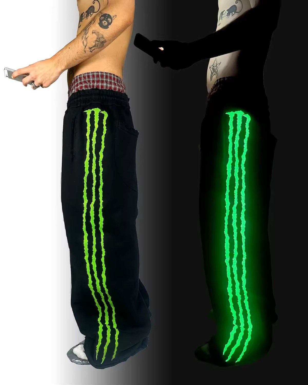 Japanese Brand Claw Triple Stripe Fluorescence Sweatpants Size US 31 - 3 Thumbnail