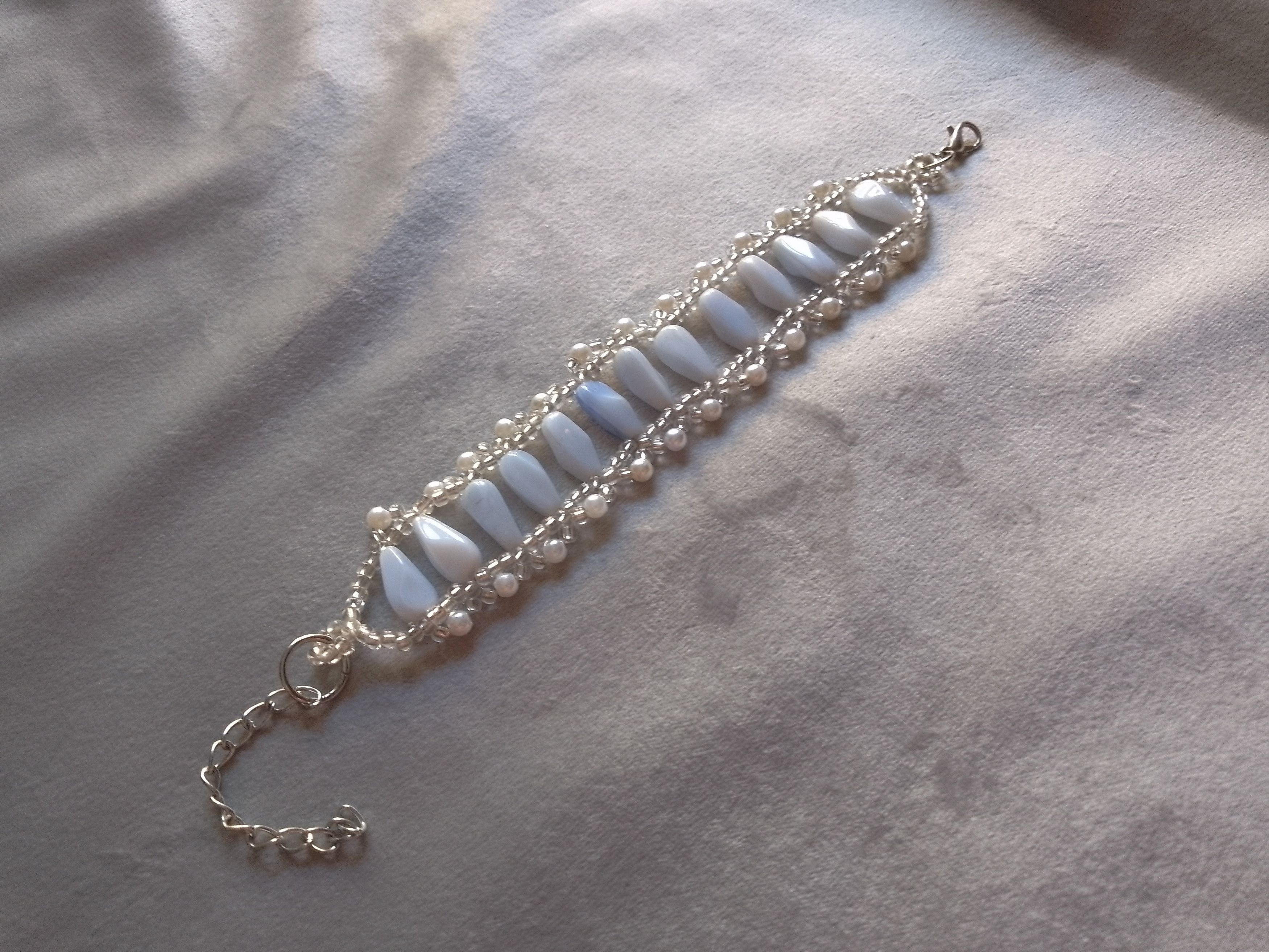 Handmade Bracelet Blue Gemstones Tumbled Quartz Elegant Size ONE SIZE - 1 Thumbnail