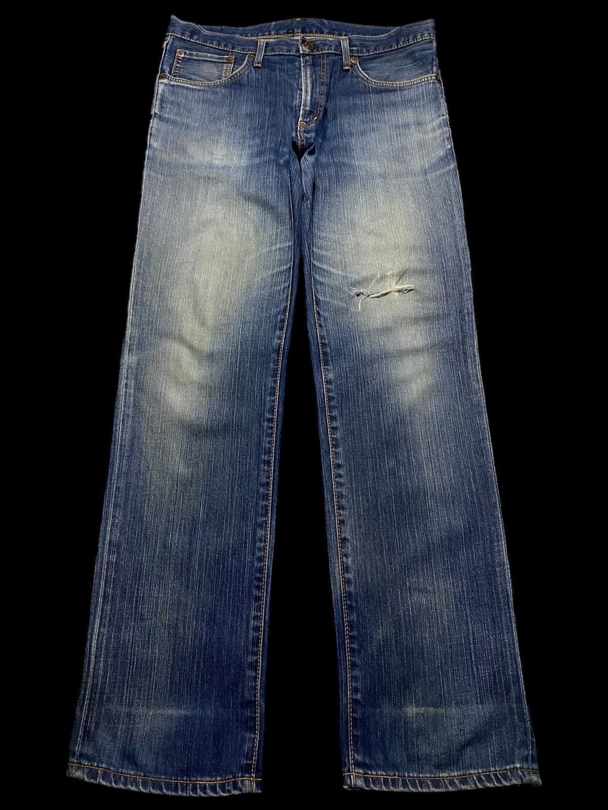 Edwin Vintage Japan Edwin Blue Wash Distressed Slim Jeans Size US 36 / EU 52 - 2 Thumbnail
