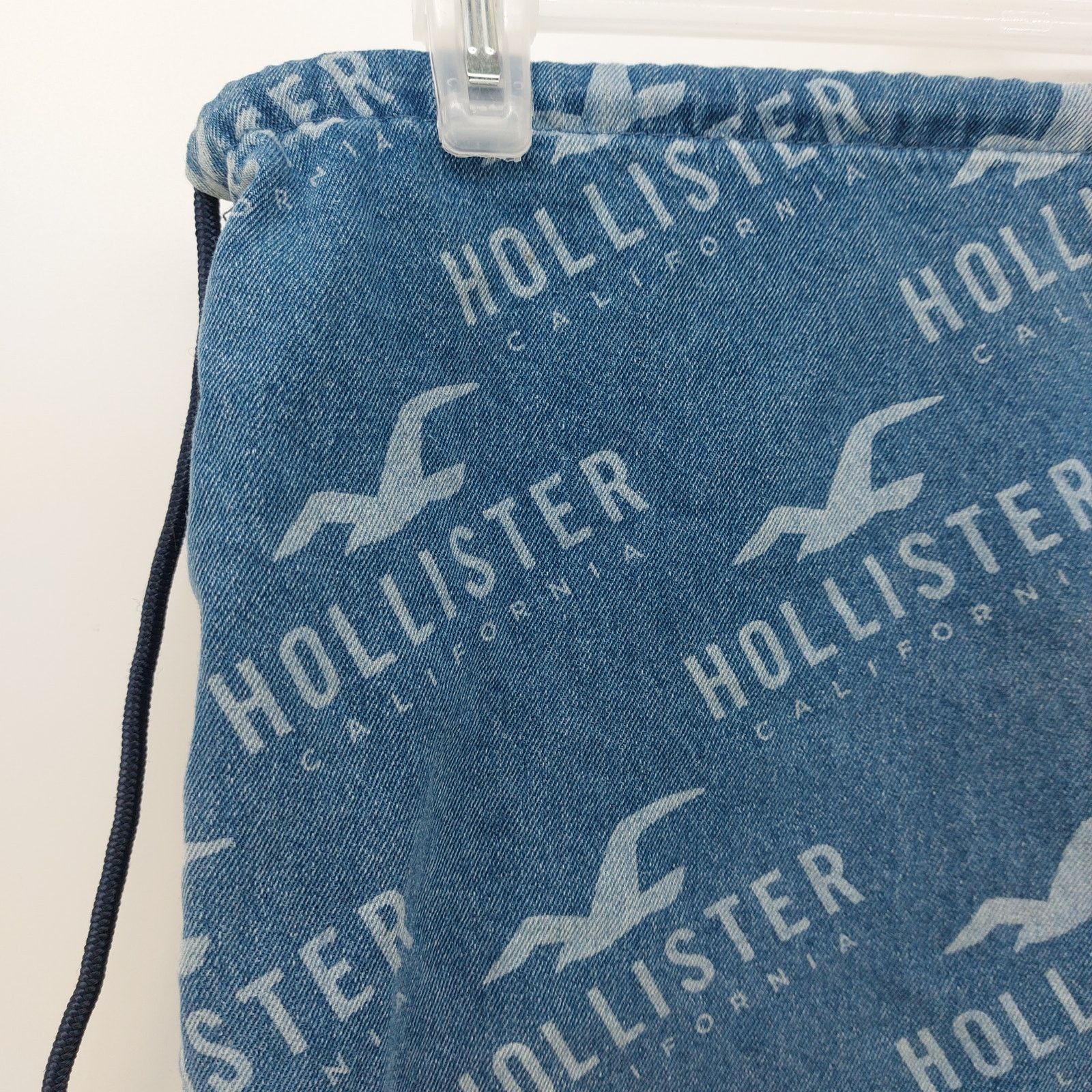 Hollister Hollister Logo Denim Back pack Y2k Style Drawstring Jean Bag Size ONE SIZE - 3 Thumbnail