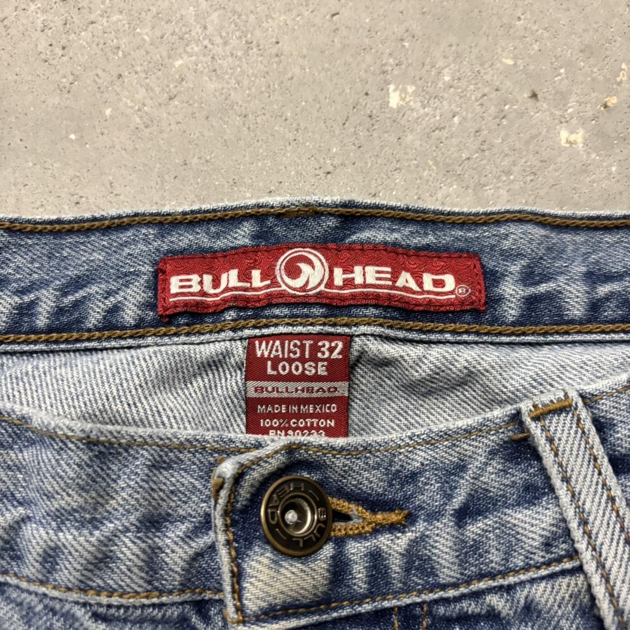 Japanese Brand × Vintage Crazy Vintage Y2K/2000s Baggy Faded Wash Embroidered Flames Skater Denim Jeans! Size US 32 / EU 48 - 8 Thumbnail