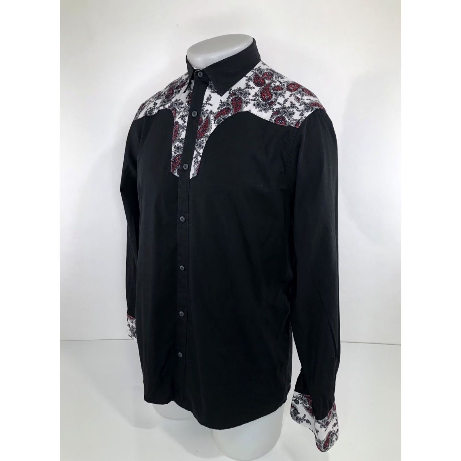 Vintage ROCK ROLL N SOUL Western PAISLEY YOKE Cowboy Shirt Mens S Black Size US S / EU 44-46 / 1 - 4 Thumbnail