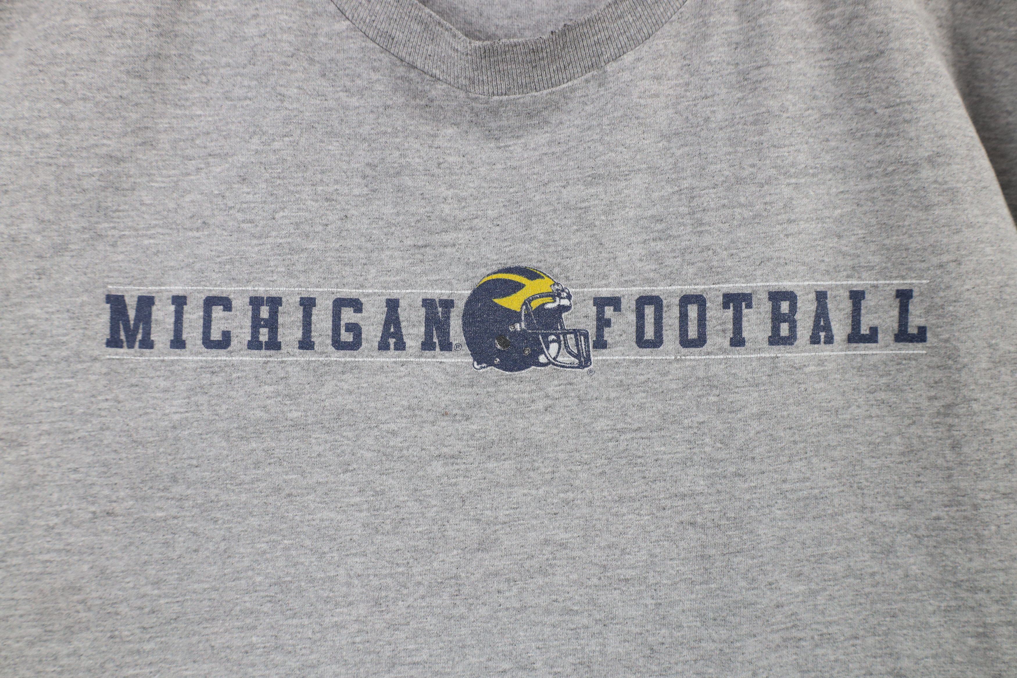 Vintage Vintage 90s University of Michigan Football T-Shirt Gray Size US XXL / EU 58 / 5 - 4 Thumbnail