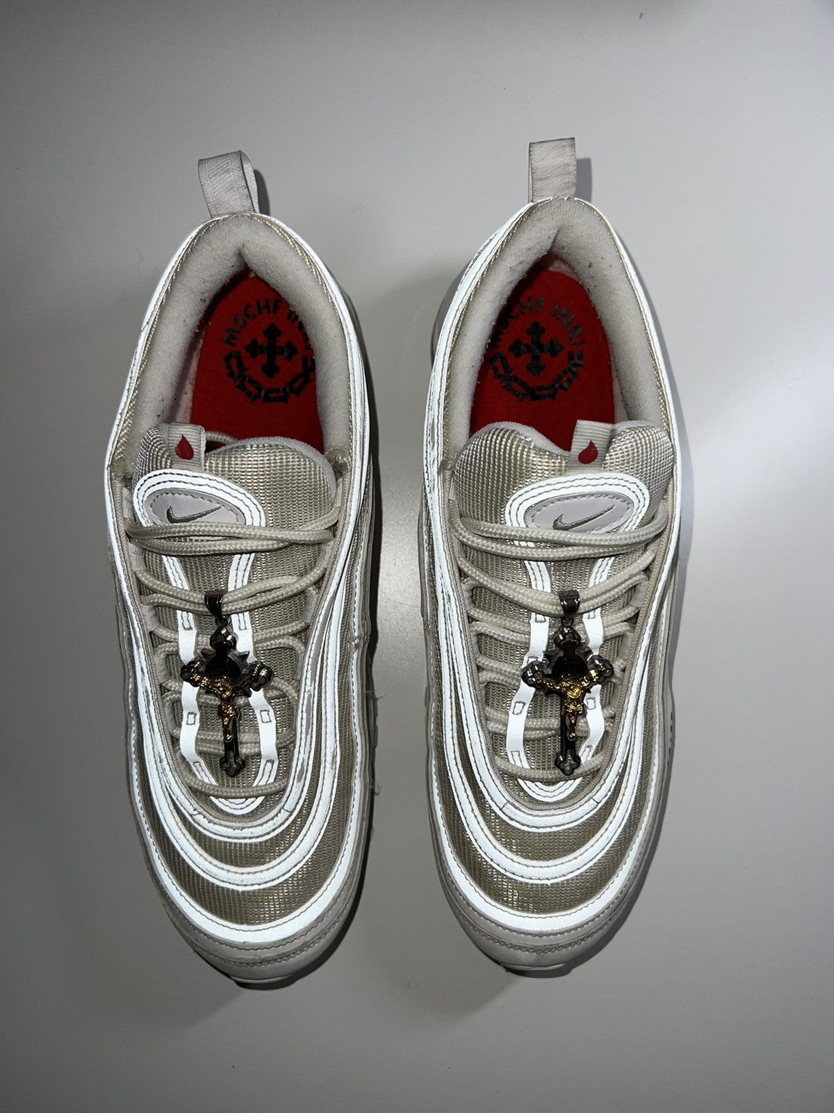 MSCHF × Nike MSCHF X INRI X AIR MAX 97 'JESUS SHOES' CUSTOM Size US 10 / EU 43 - 4 Thumbnail