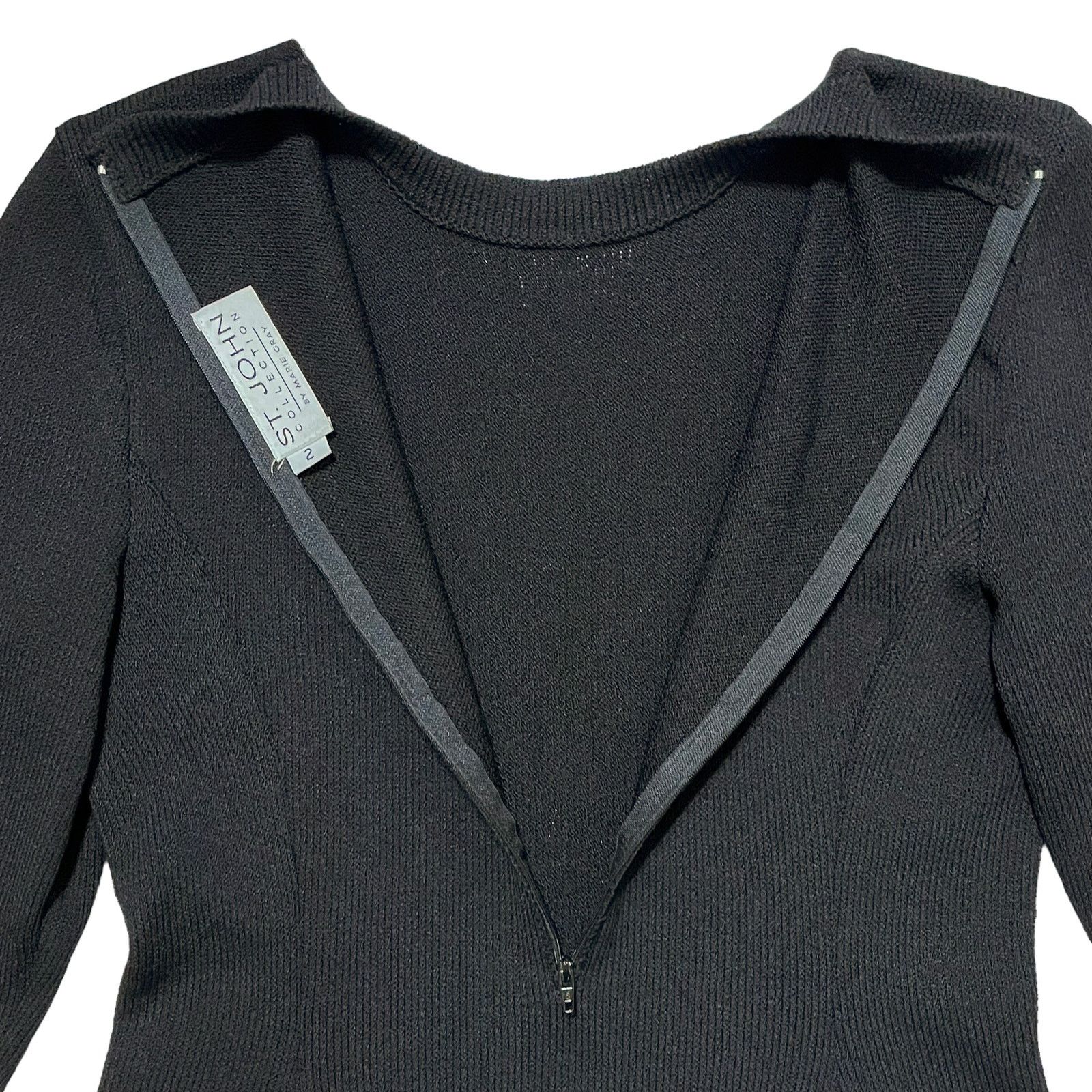 St. John × Vintage St John Collection Black Santana Knit Tunic Sweater Top Size XS / US 0-2 / IT 36-38 - 6 Thumbnail