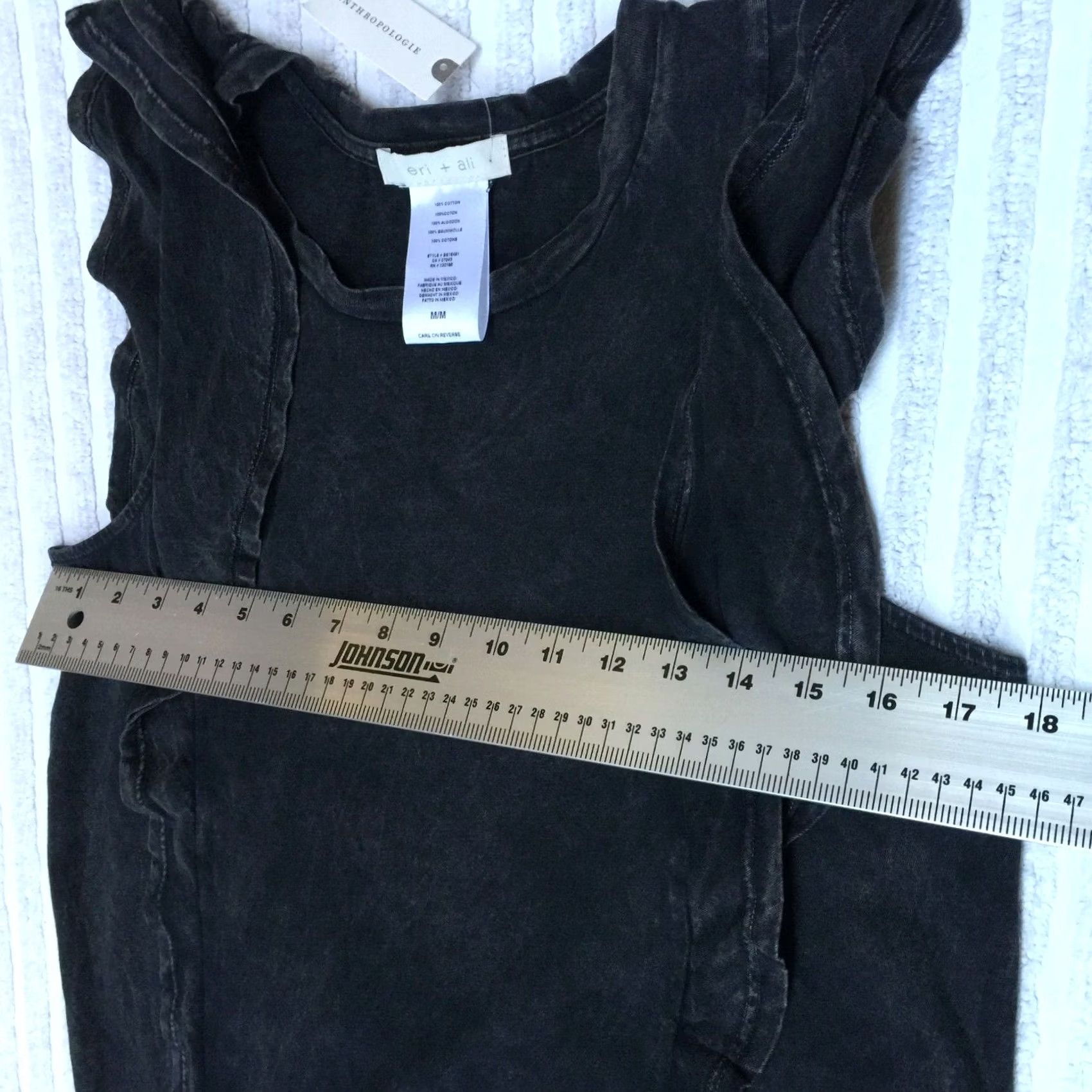 Anthropologie Anthropologie Eri + Ali Women Sleeveless Ruffle Tank Top Medium Black Casual New Size M / US 6-8 / IT 42-44 - 3 Thumbnail