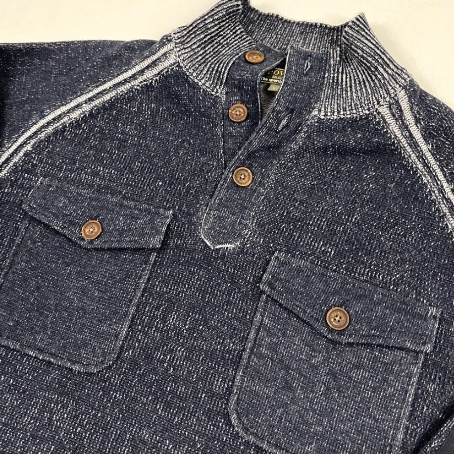 Vintage J.L. Powell Sporting Sweater Polo Mens L Blue Thick Knit Cadet Pullover Cashmere Size US L / EU 52-54 / 3 - 2 Thumbnail
