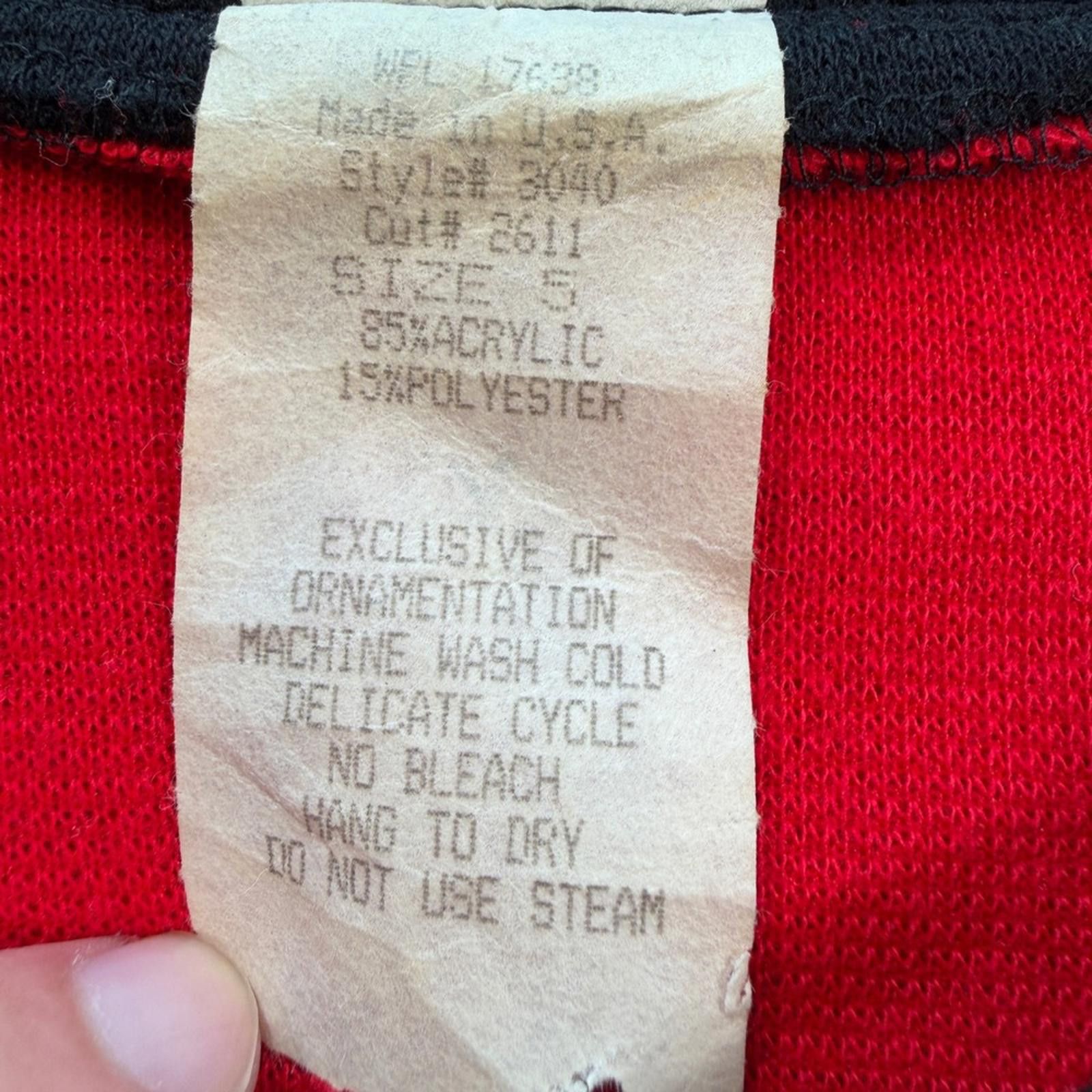 Other Vintage 80s Red Black Knit Button Front Dress Made in USA Size XS / US 0-2 / IT 36-38 - 4 Thumbnail