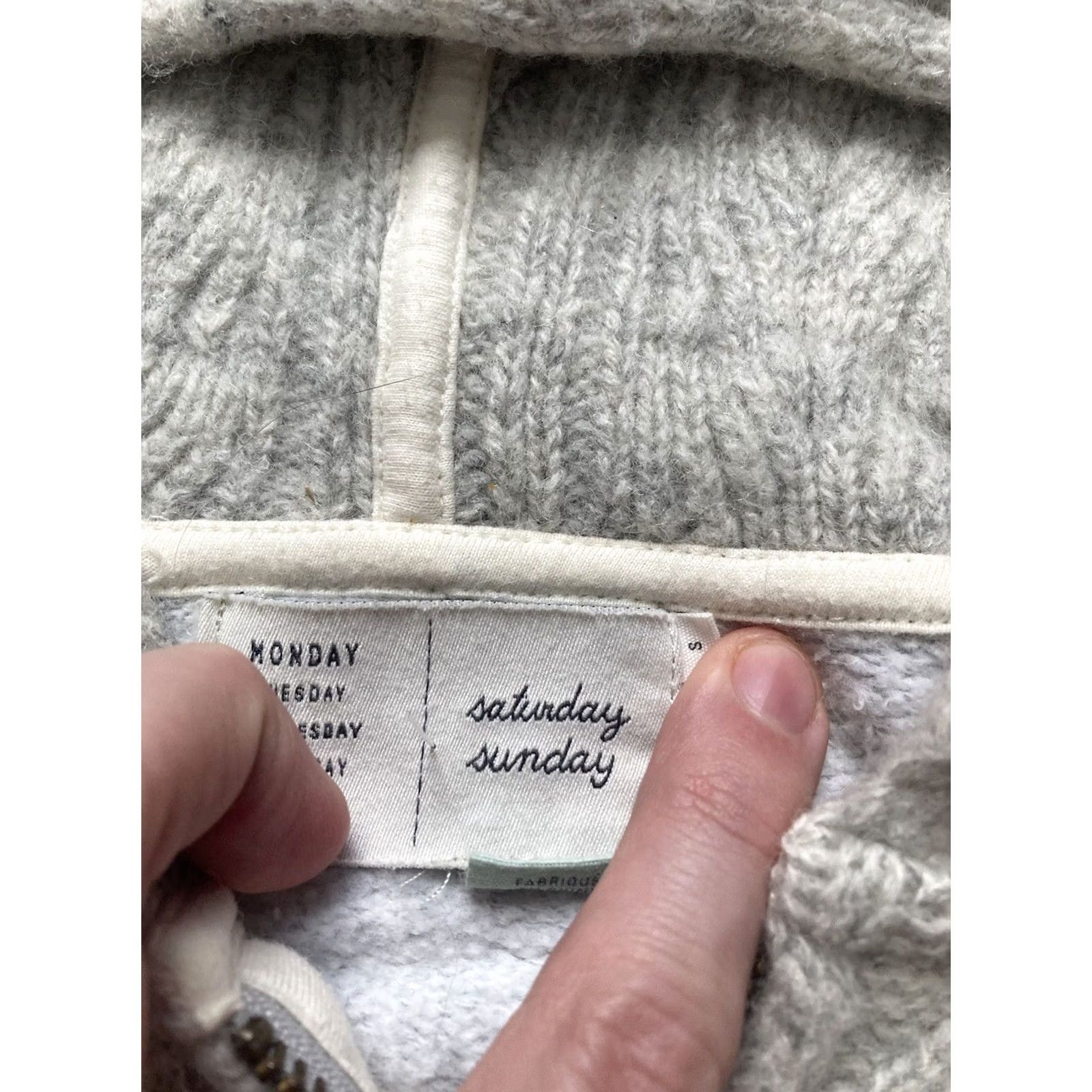 Anthropologie Anthropologie Saturday Sunday Hoodie Womens Small Gray Wool Blend Knit Full Zip Size S / US 4 / IT 40 - 6 Thumbnail