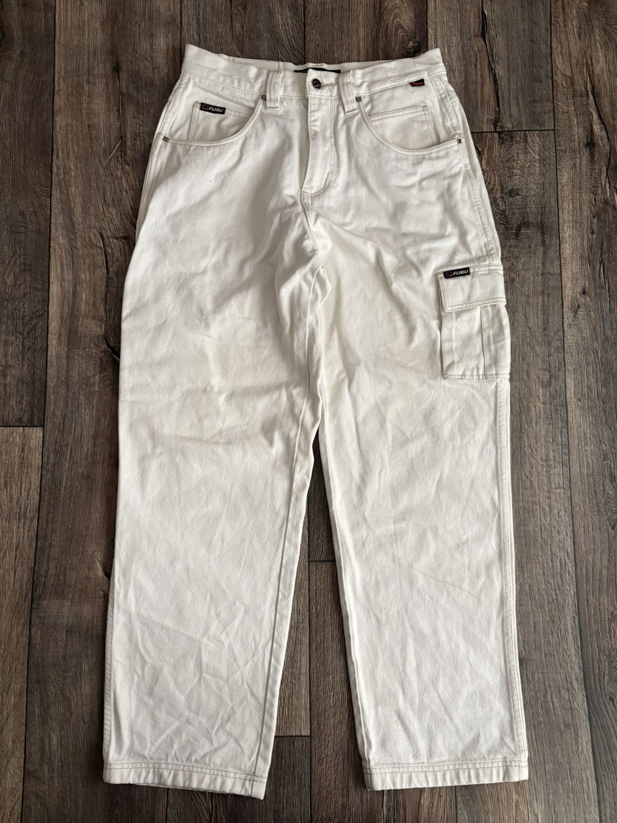 Fubu × JNCO × Vintage Vintage Fubu White Rare Carpenter Cargo Denim Rap Jeans Size US 34 / EU 50 - 8 Thumbnail