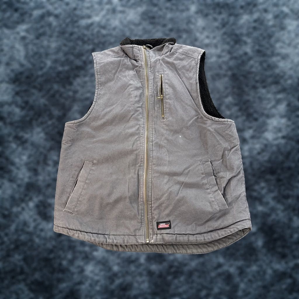Dickies Dickies Vest Mens L Gray Sherpa Lined Full Zip Fleece Sleeveless Canvas Size US L / EU 52-54 / 3 - 1 Thumbnail