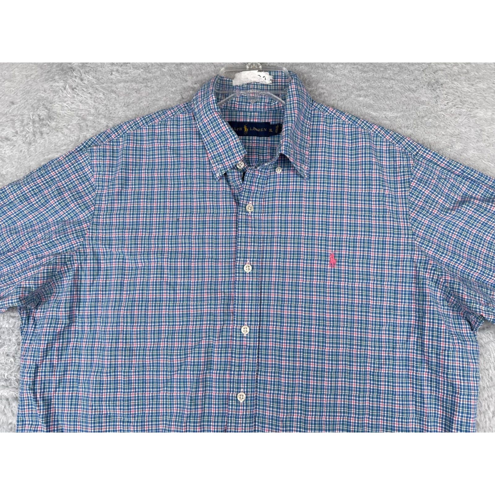 Polo Ralph Lauren VINTAGE Polo Ralph Lauren Shirt Men XL Blue Plaid Button-Up Cotton Long Sleeve Casual Workwear 90s Camping Outdoor American Mens Size US XL / EU 56 / 4 - 6 Thumbnail