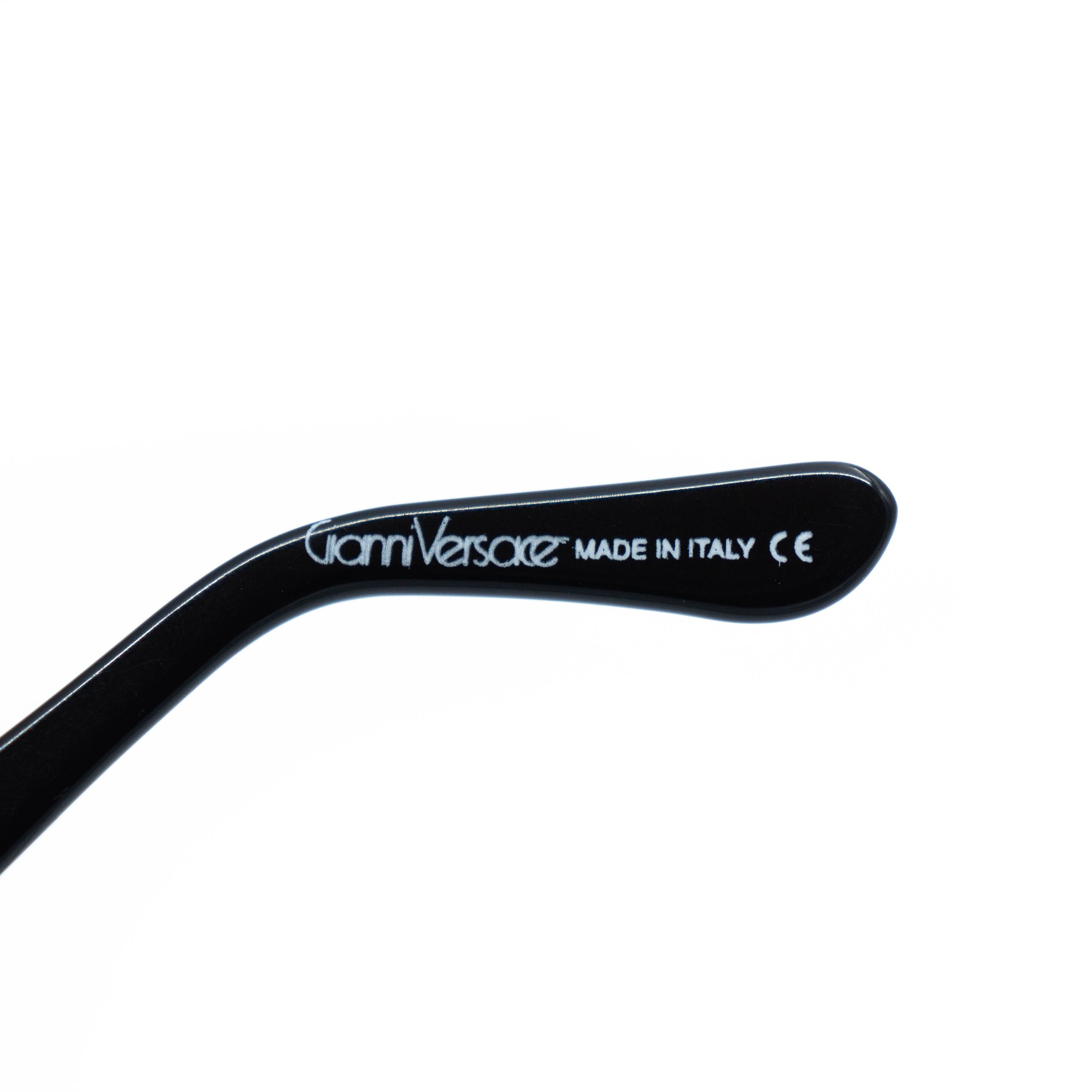 Versace × Vintage GIANNI VERSACE MOD 1231 Oval Gold Black Sunglasses Vintage Size ONE SIZE - 6 Thumbnail