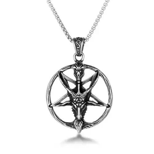 Jewelry Satanic Baphomet Pendant Necklace Size ONE SIZE - 4 Thumbnail