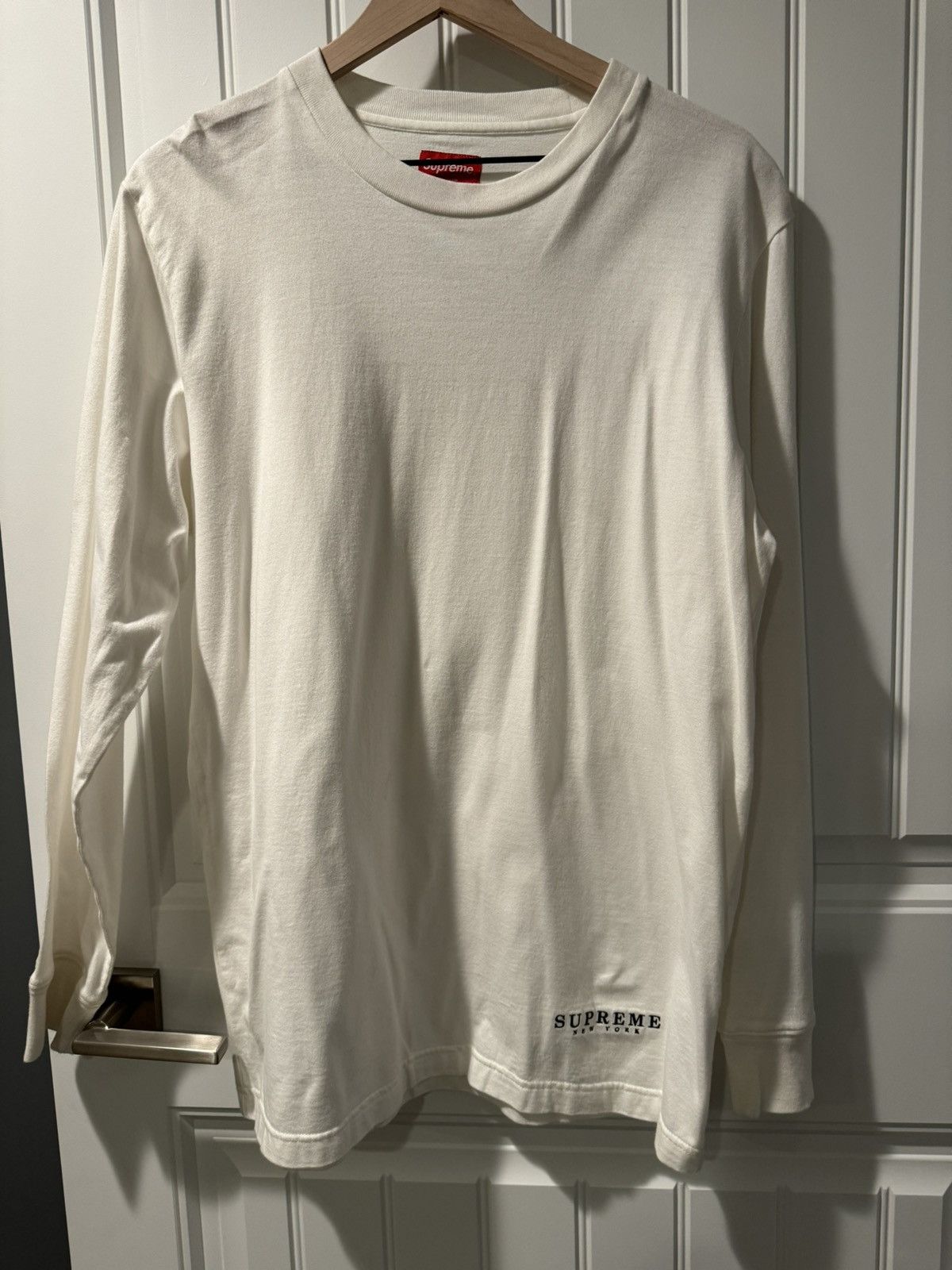 image of Supreme New York Long sleeve Tee in White, Men's (Size Large)