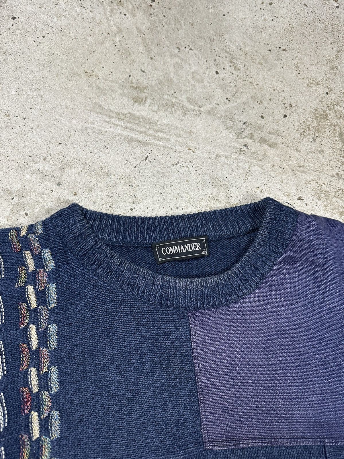 Coogi × Japanese Brand × Vintage Vintage 90s Coogi Style Patchwork Navy Sweater Jumper Size US XL / EU 56 / 4 - 7 Thumbnail