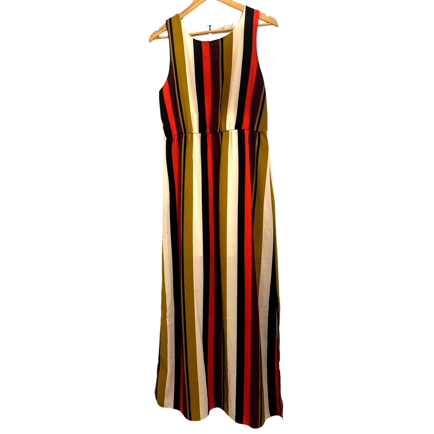 Vintage Moa Moa 70's Vibe Lined Striped Sleeveless Maxi Dress Size M / US 6-8 / IT 42-44 - 2 Thumbnail